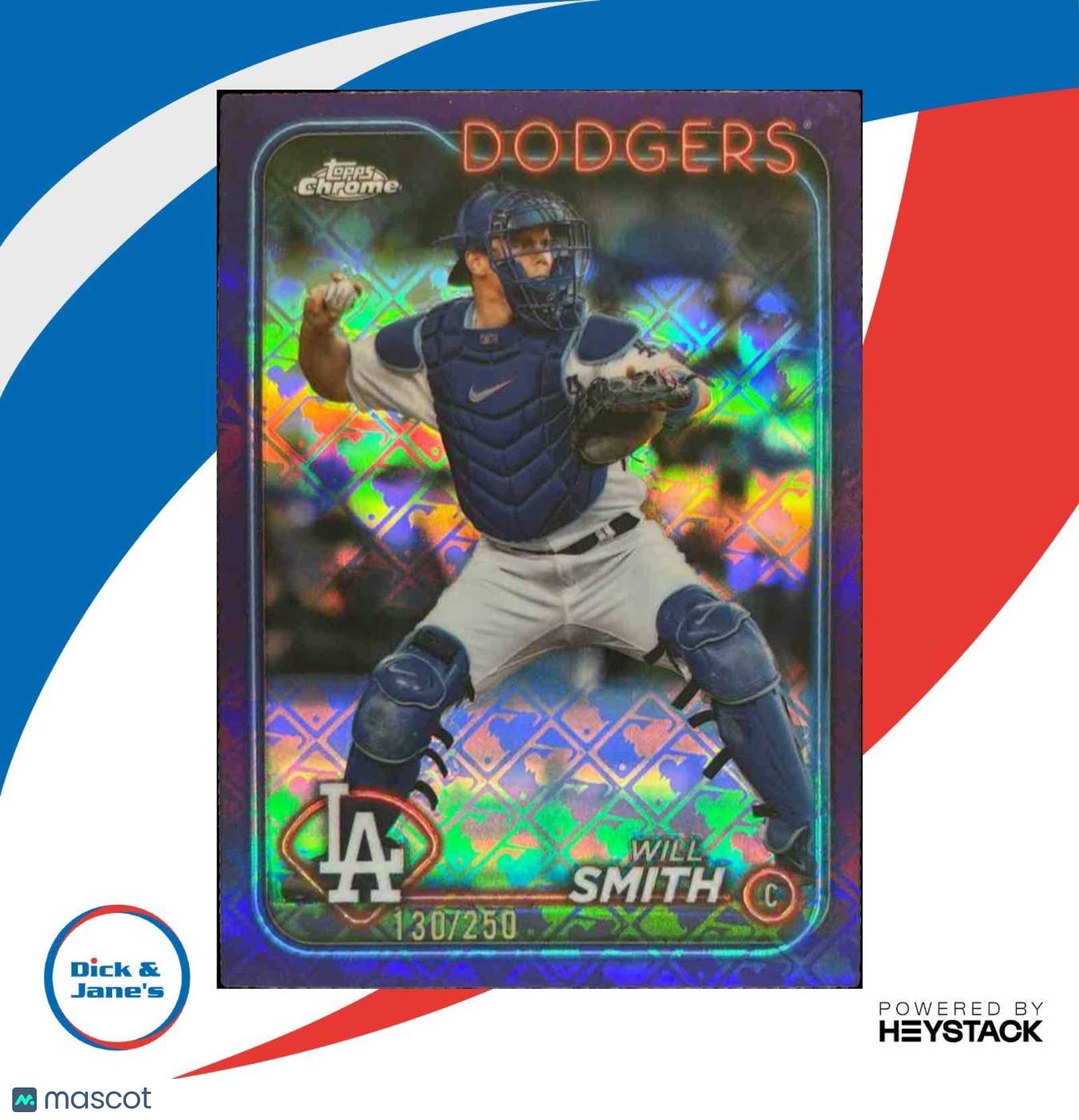2024 Topps Chrome Logofractor Will Smith Purple MLB /250 Los Angeles Dodgers - Sports Cards