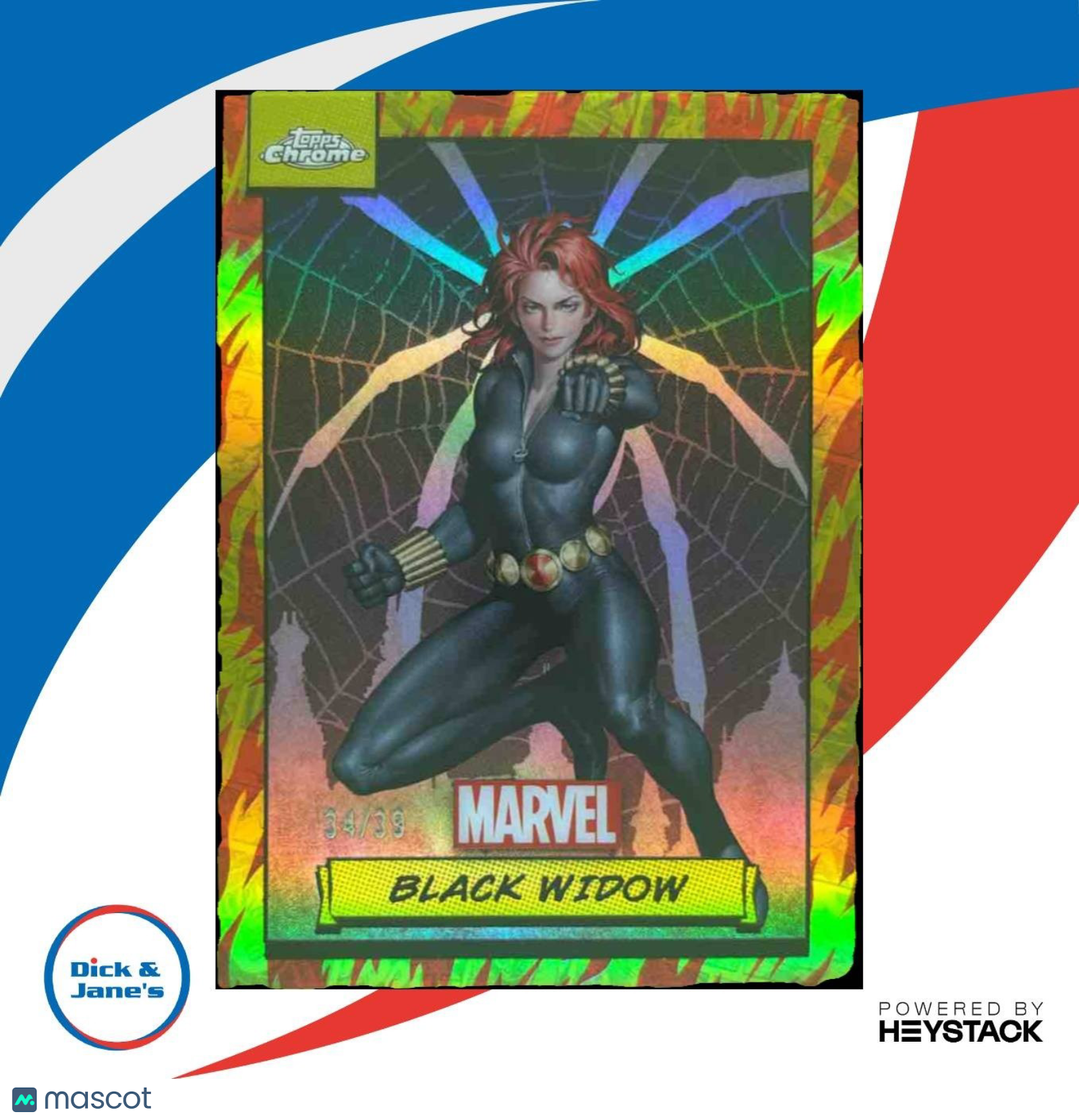 2024 Topps Chrome Marvel Black Widow Human Torch Refractor /39 #44 - Non-Sports Cards