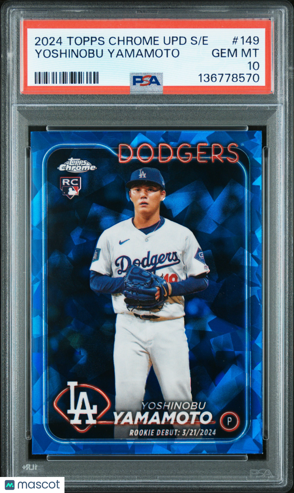2024 Topps Chrome Sapphire Update Yoshinobu Yamamoto Rookie #149 PSA 10 GEM MINT - Graded Sports Cards