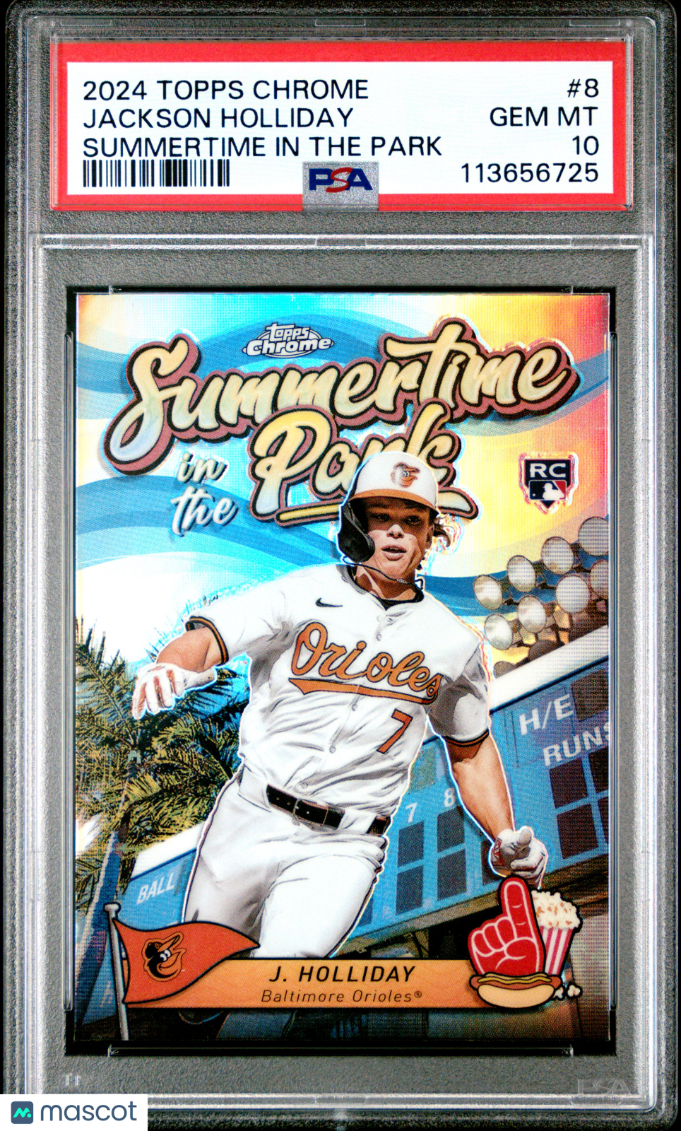 2024 Topps Chrome Summertime In The Park Jackson Holliday Rookie PSA 10 Orioles Graded Sports Cards