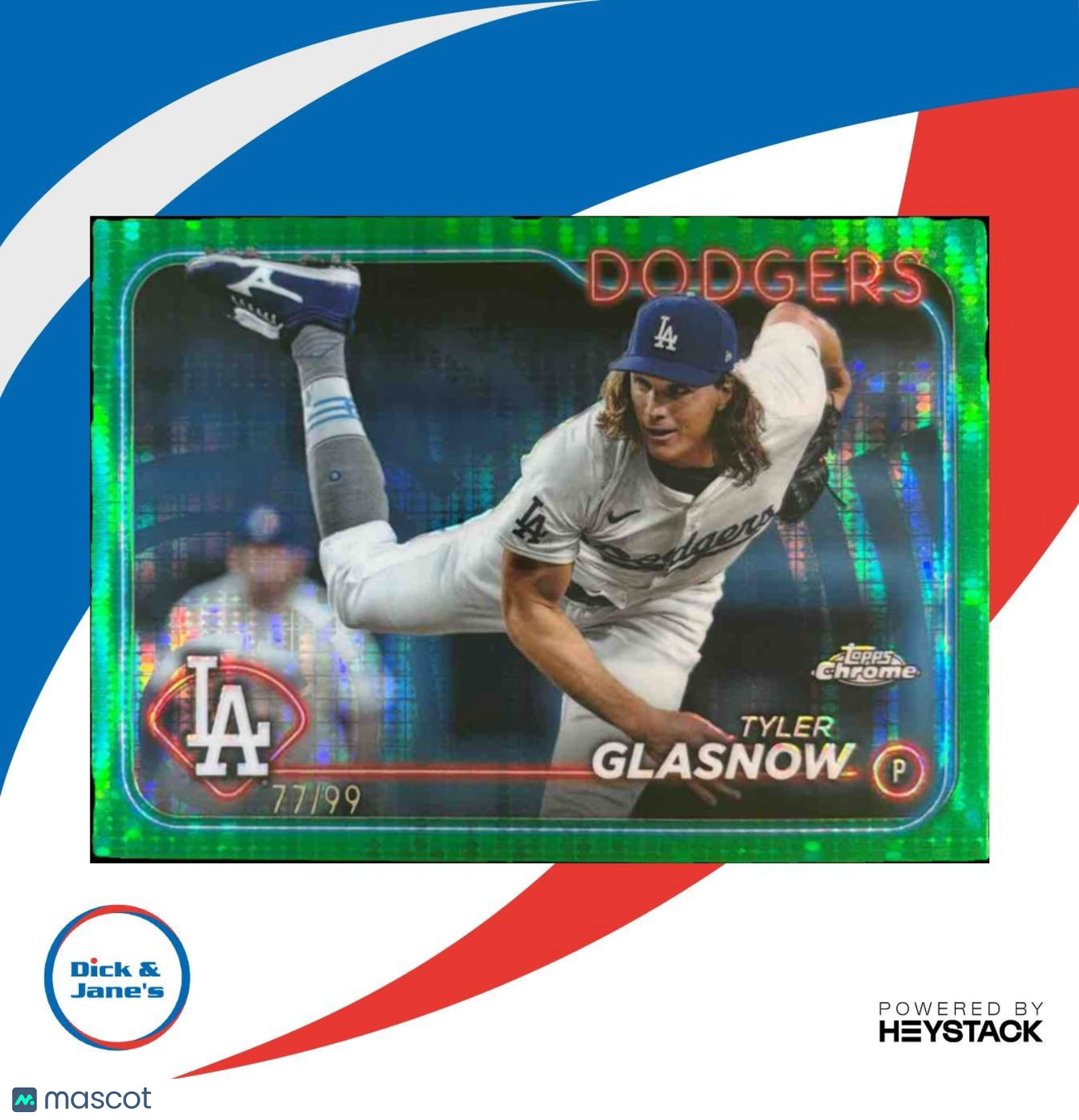 2024 Topps Chrome Tyler Glasnow Green Sonar /99 #54 Los Angeles Dodgers - Sports Cards