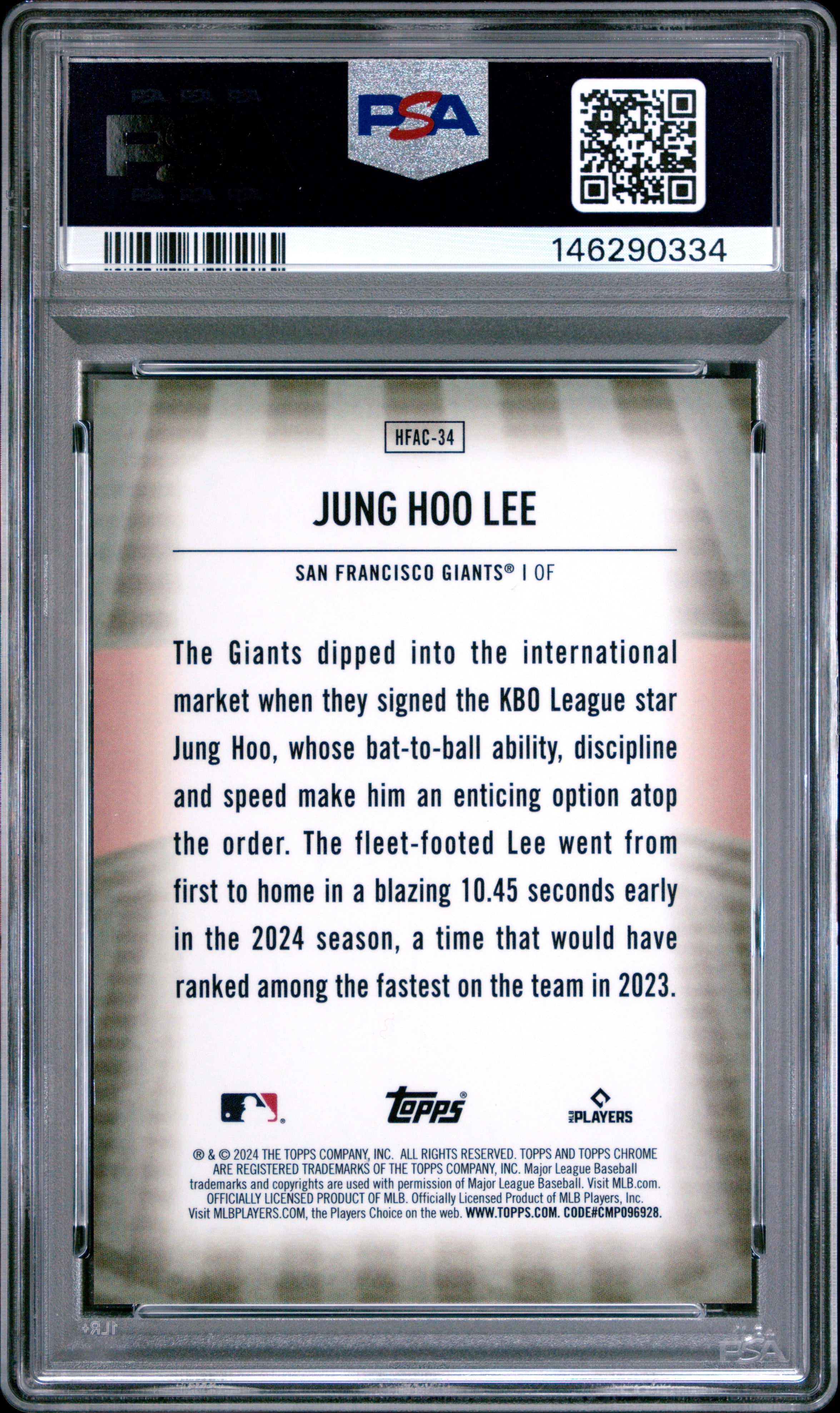 2024 Topps Chrome Update Home Field Advantage Jung Hoo Lee PSA 10 GEM MINT - Graded Sports Cards