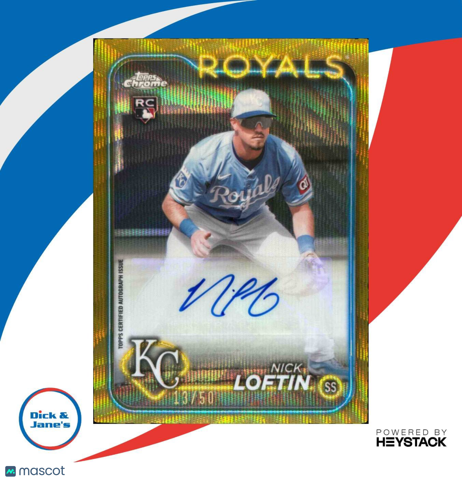 2024 Topps Chrome Update Nick Loftin Auto Gold Wave Refractor /50 Royals - Sports Cards