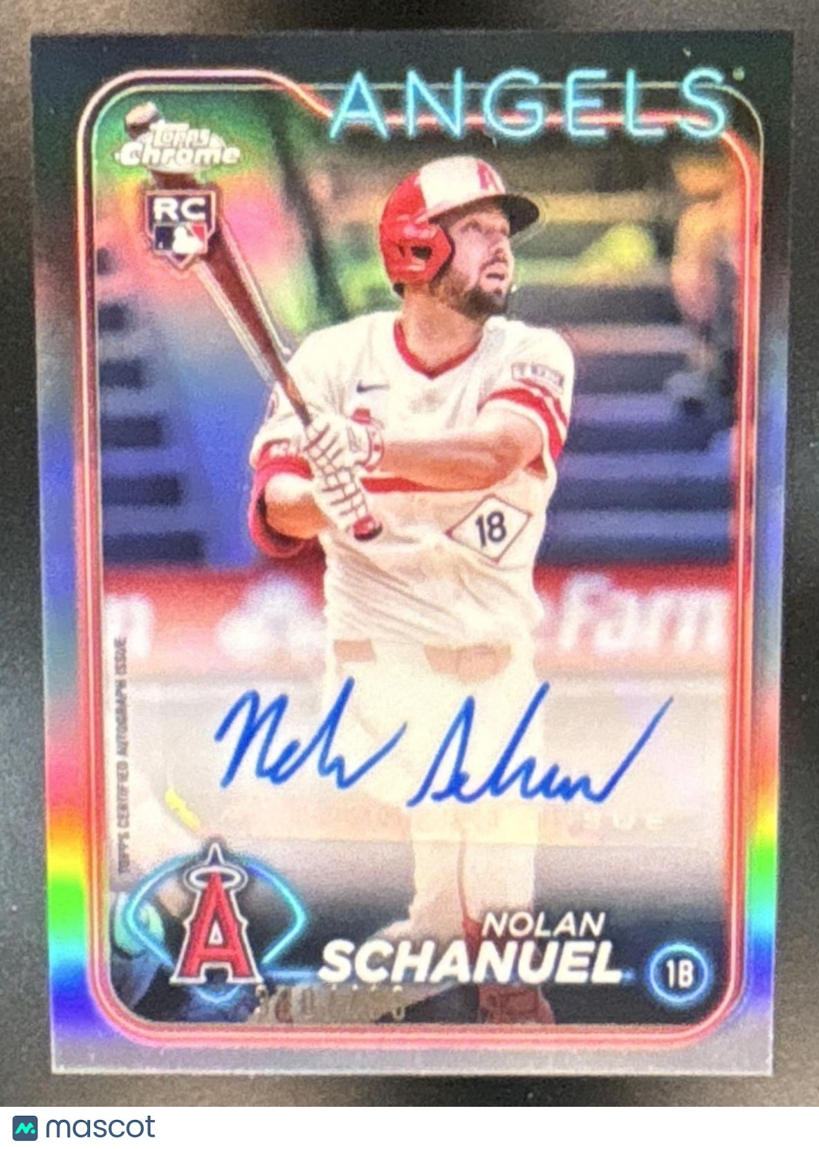 2024 Topps Chrome Update Nolan Schanuel Auto Refractor /499 RC Angels - Sports Cards