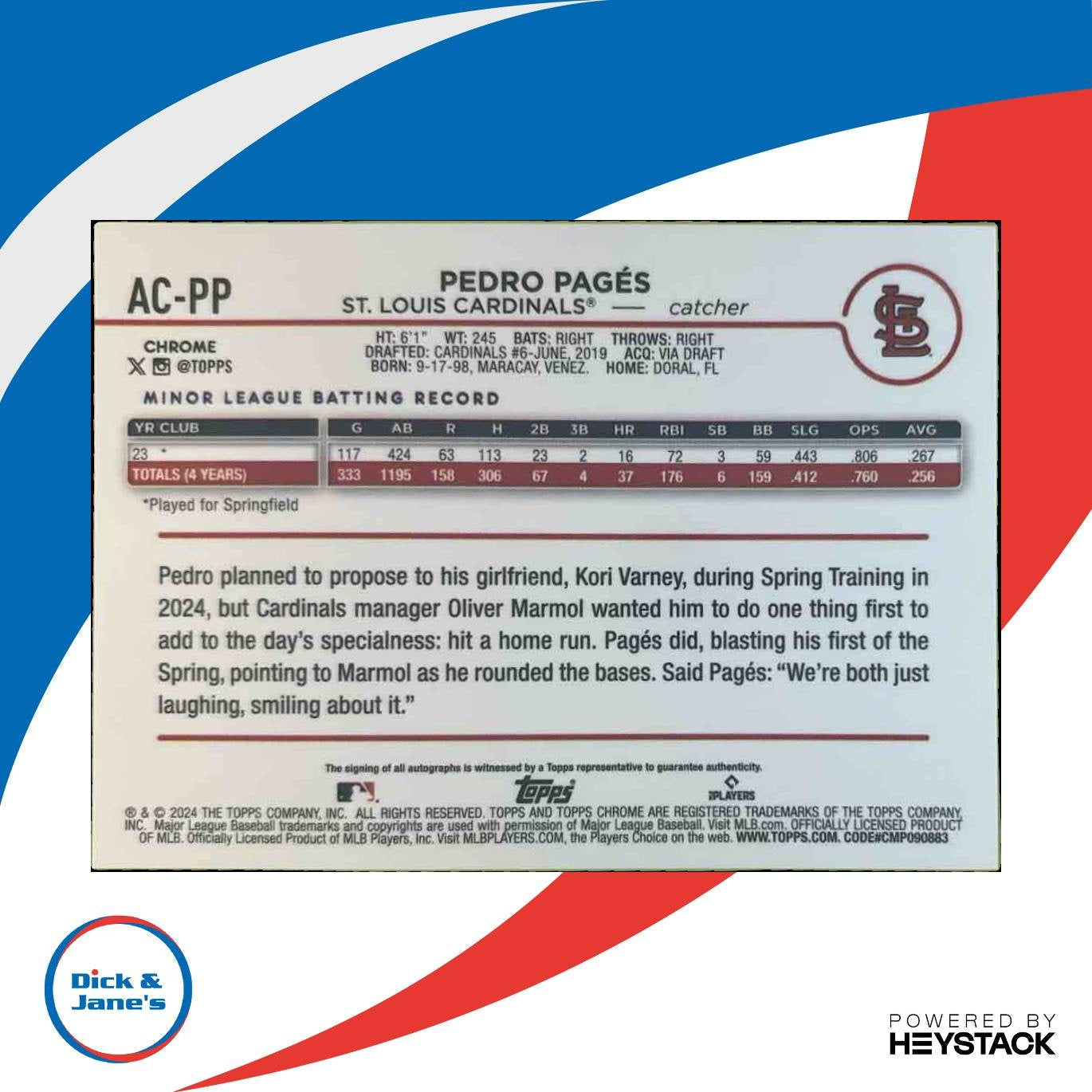 2024 Topps Chrome Update Pedro Pages Auto Aqua Wave /199 RC Cardinals - Sports Cards