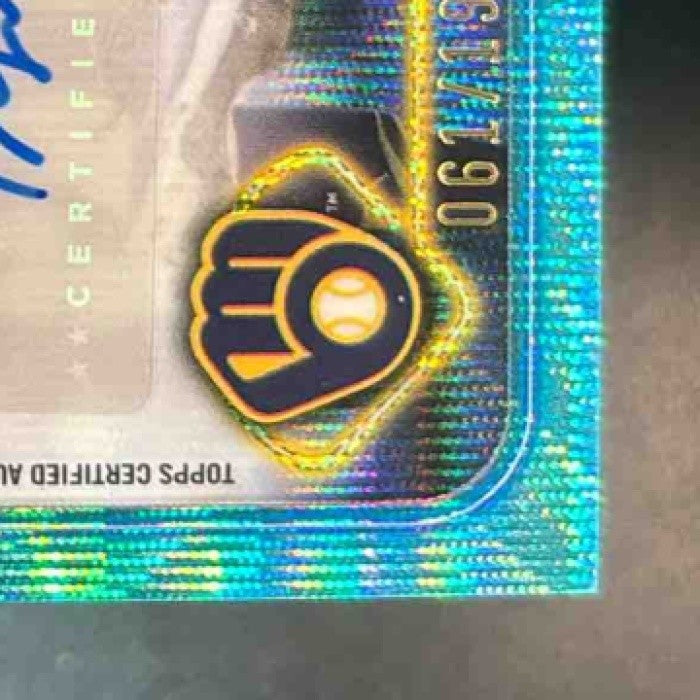 2024 Topps Chrome Update Tobias Myers Aqua Wave Auto /199 RC Milwaukee Brewers - Sports Cards