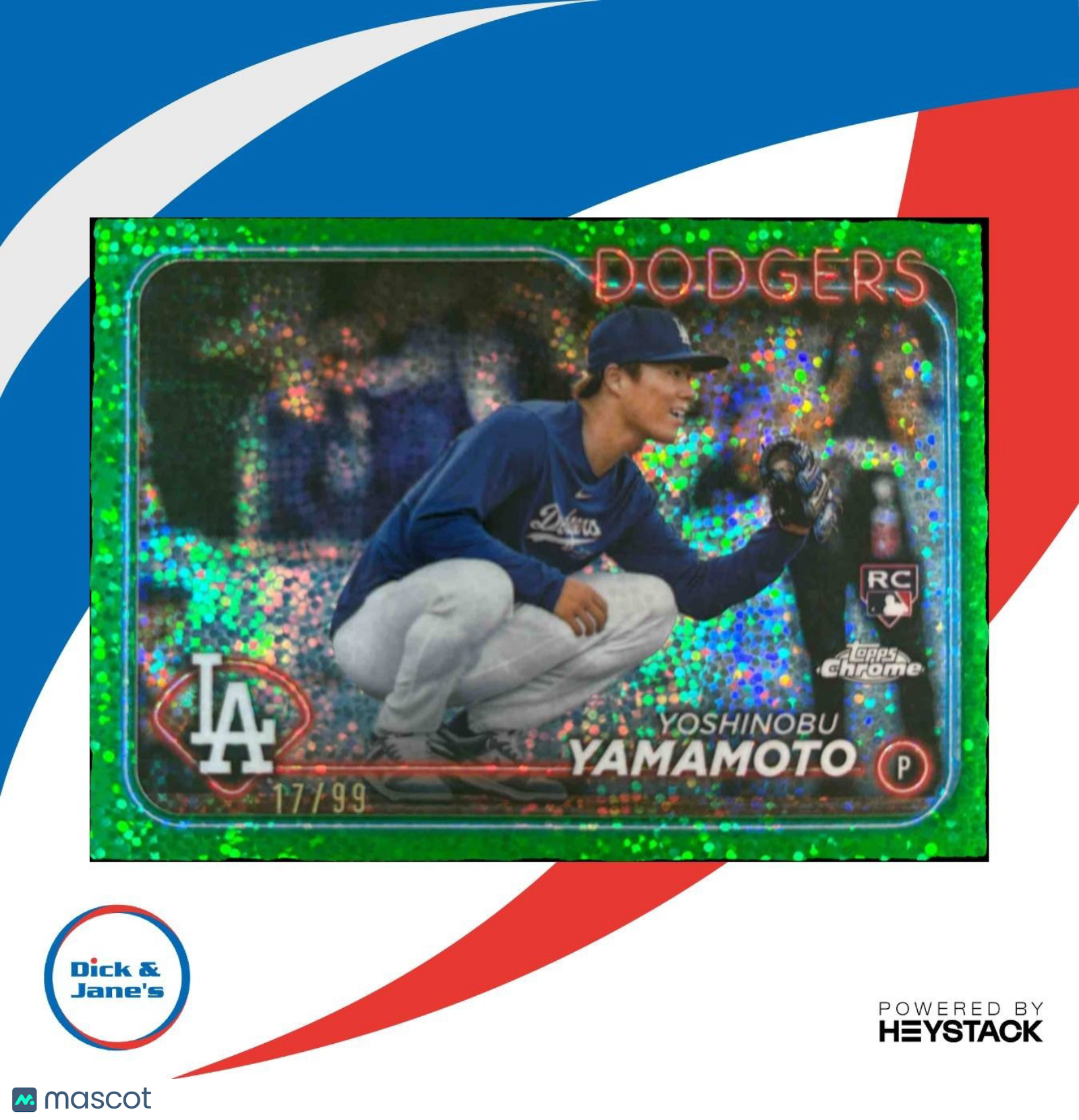 2024 Topps Chrome Update Yoshinobu Yamamoto Variation Green Speckle /99 RC - Sports Cards