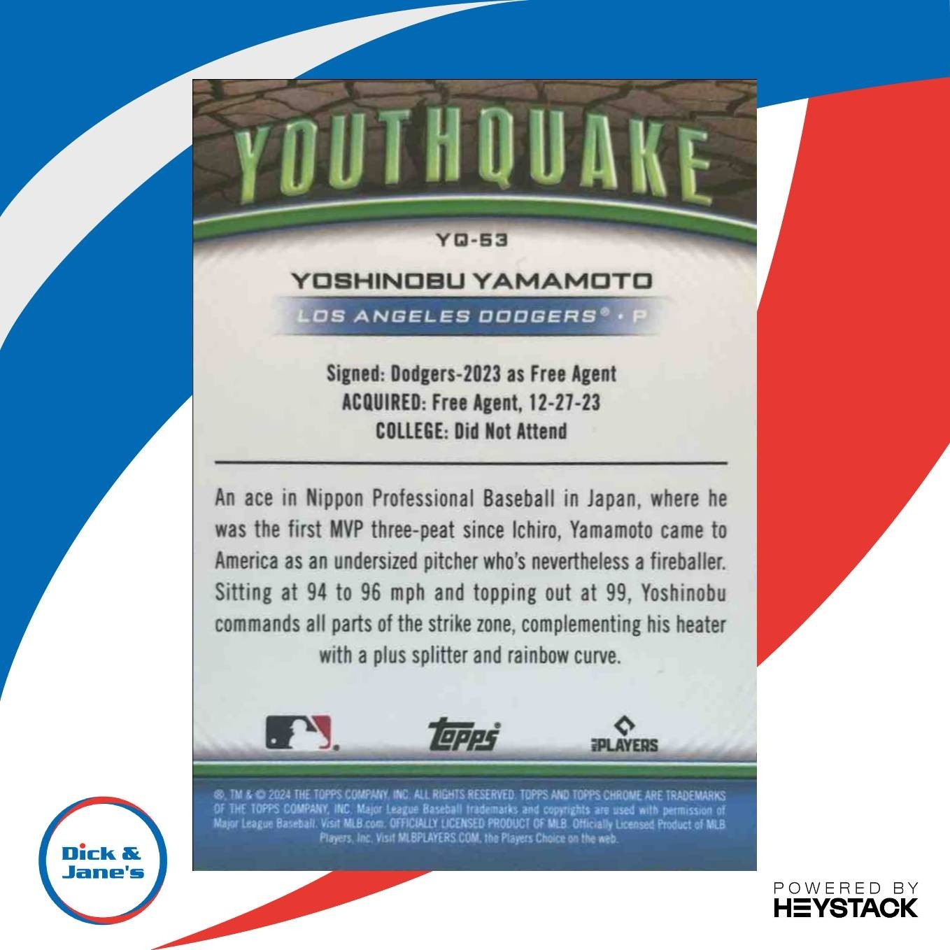 2024 Topps Chrome Update Yoshinobu Yamamoto Youthquake Green /99 RC Dodgers - Sports Cards