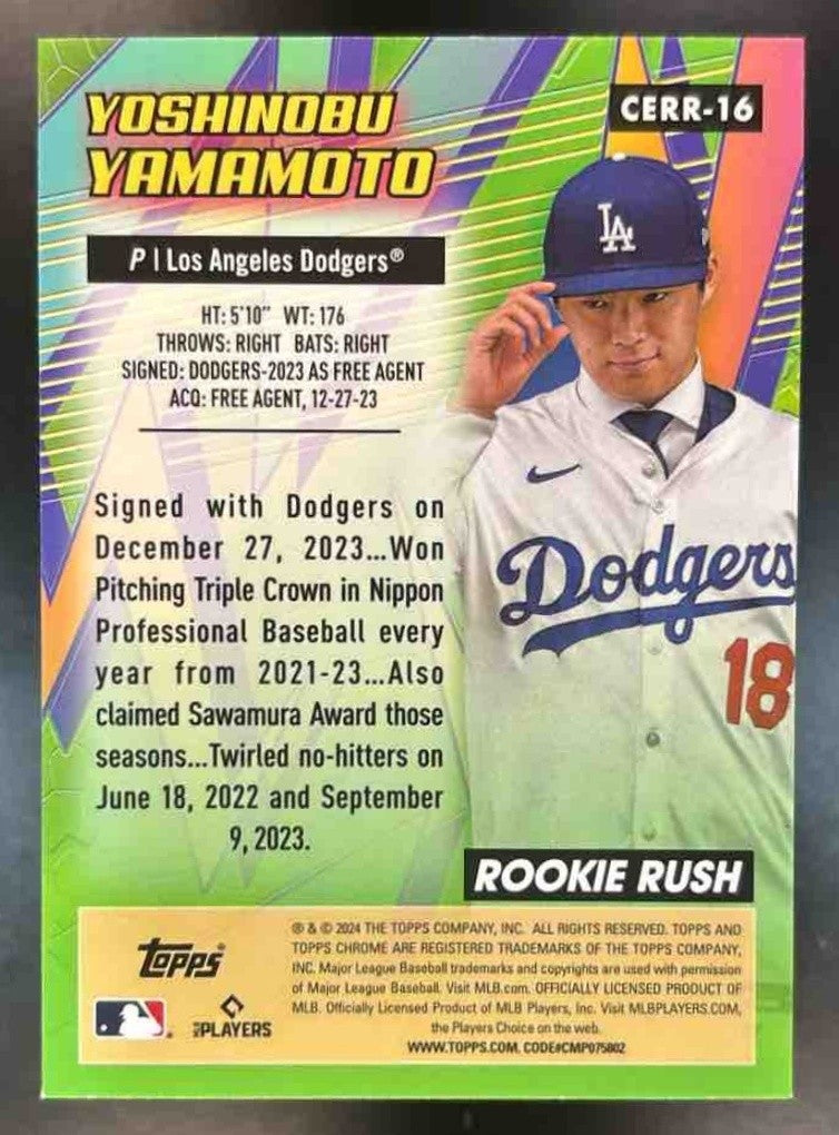 2024 Topps Chrome Yoshinobu Yamamoto All Etch Rookie Rush RC Los Angeles Dodgers - Sports Cards