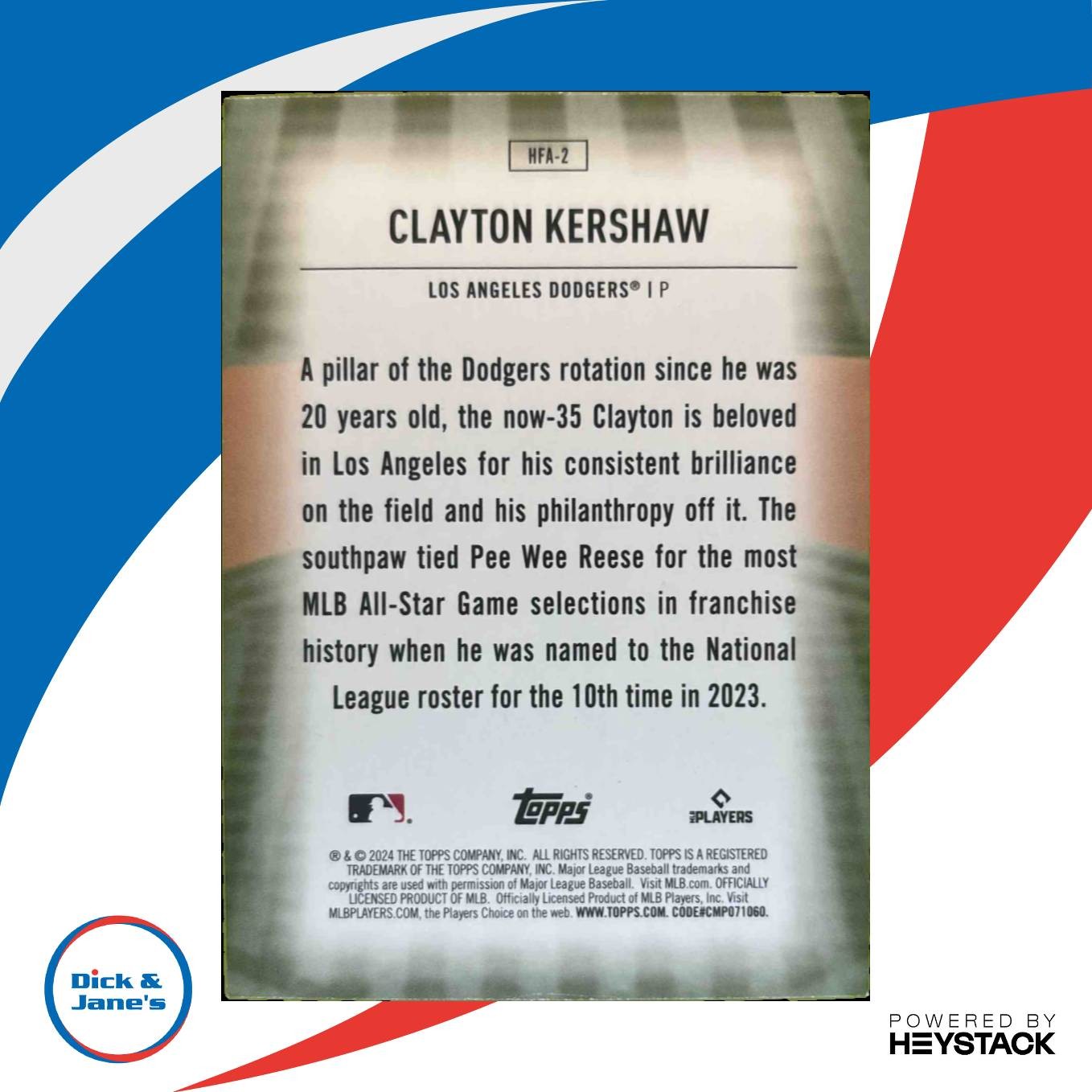 2024 Topps Clayton Kershaw Homefield Advantage #HFA-2 Los Angeles Dodgers - Sports Cards