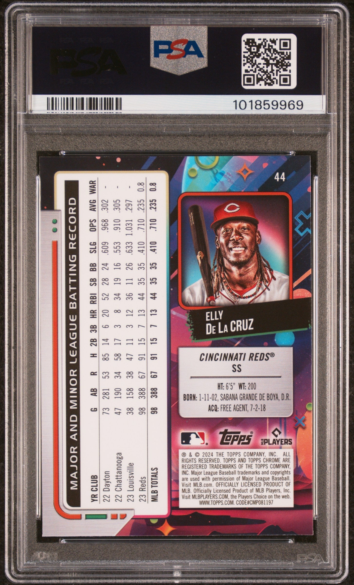 2024 Topps Cosmic Chrome Elly De La Cruz #44 PSA 10 - Graded Sports Cards