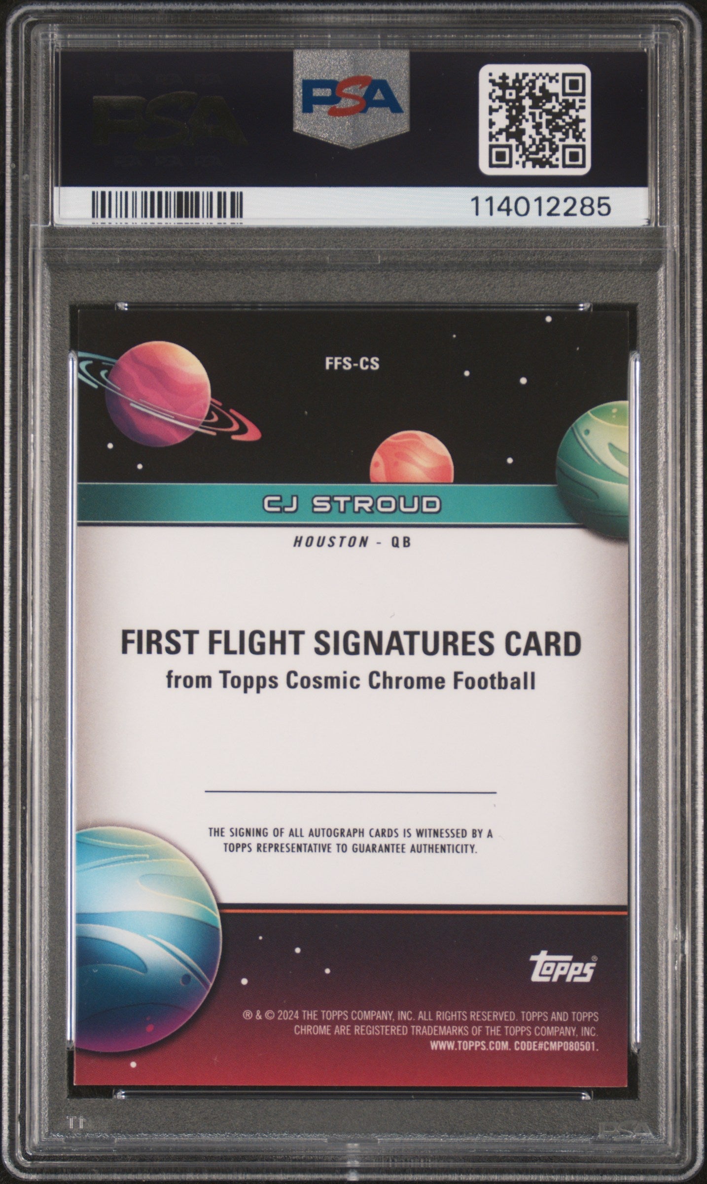2024 Topps Cosmic Chrome First Flight Signatures CJ Stroud 13/75 PSA 9 Texans Graded Sports Cards