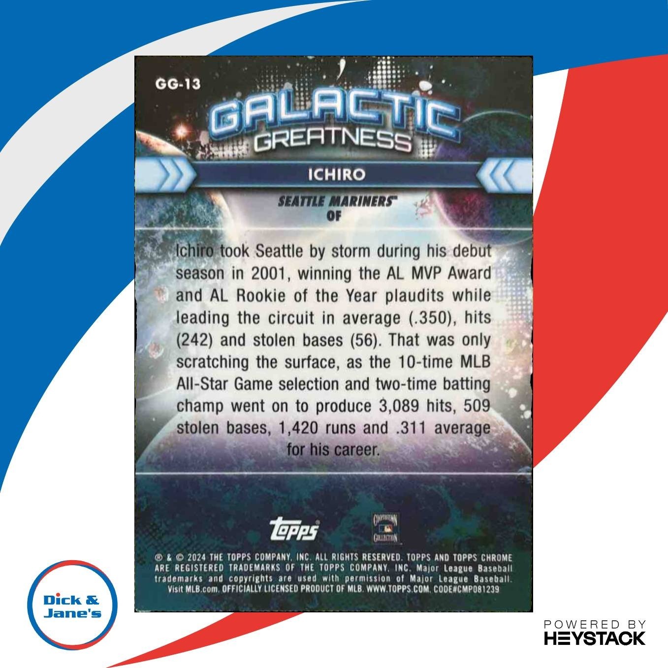 2024 Topps Cosmic Chrome Ichiro Galactic Greatness #GG-13 Seattle Mariners - Sports Cards