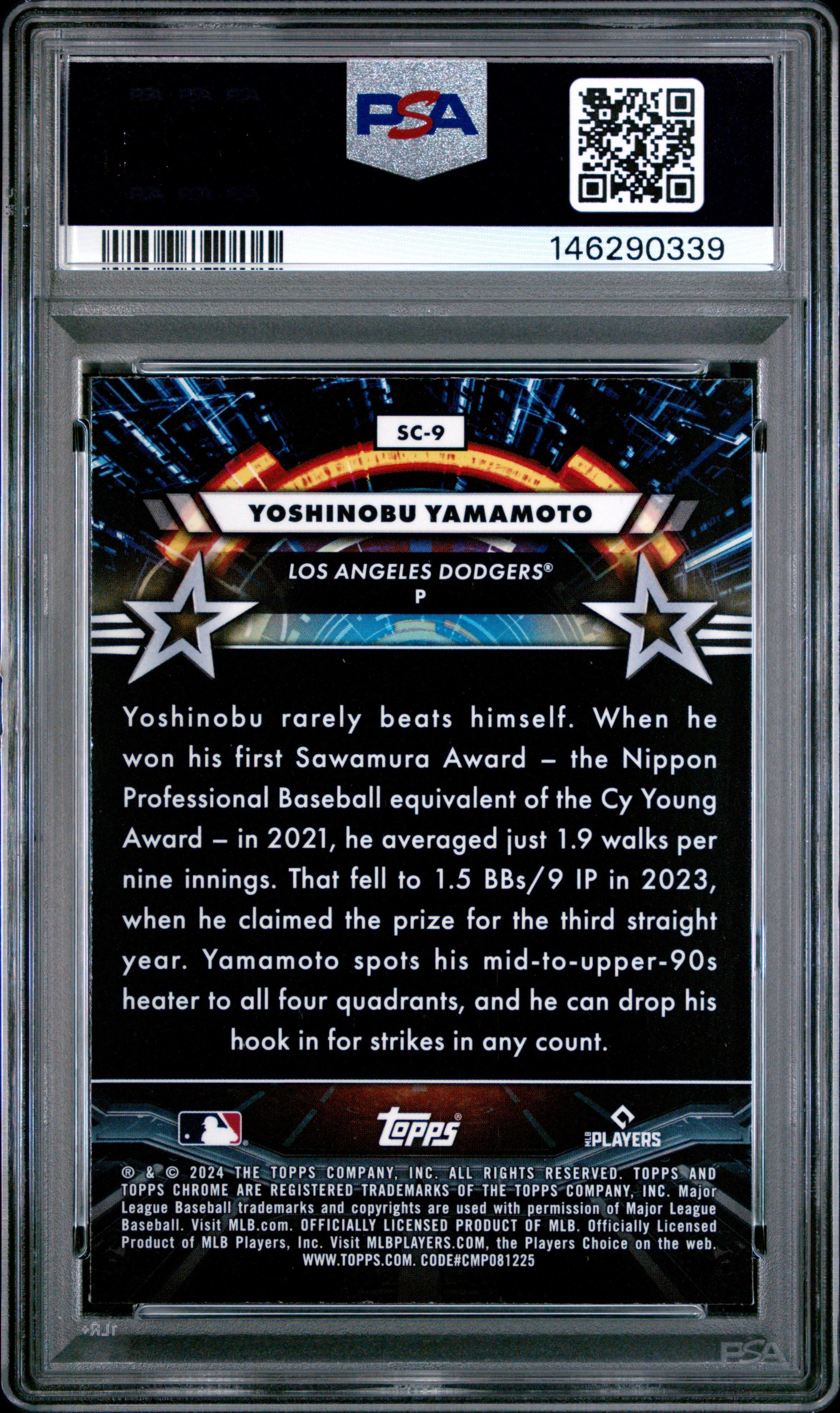 2024 Topps Cosmic Chrome Star Command Yoshinobu Yamamoto Rookie #9 PSA 9 MINT - Graded Sports Cards