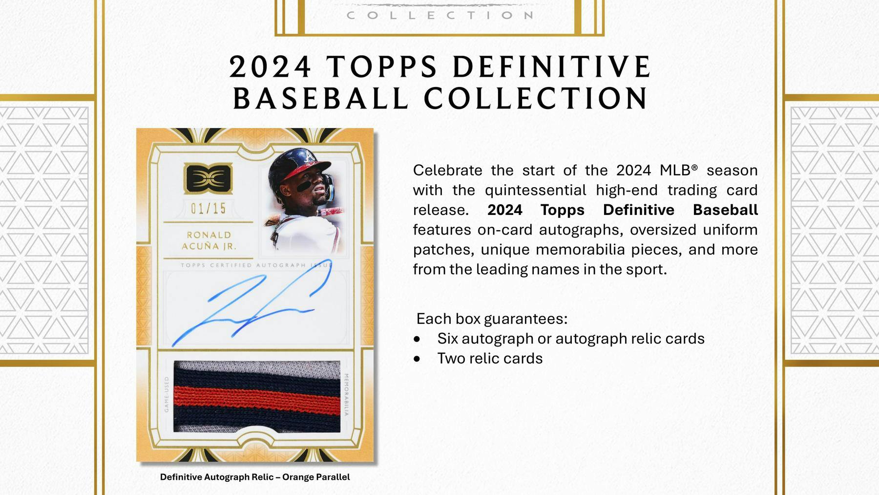 2024 Topps Definitive Collection Baseball Hobby Box (6 Autos and 2 Relics) - MLB hobby