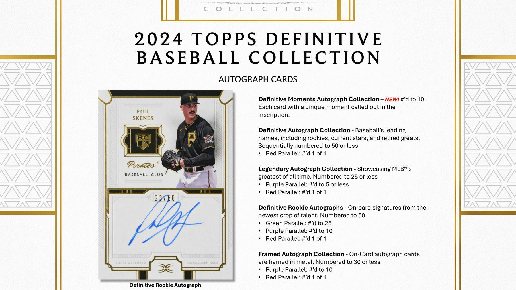 2024 Topps Definitive Collection Baseball Hobby Box (6 Autos and 2 Relics) - MLB hobby