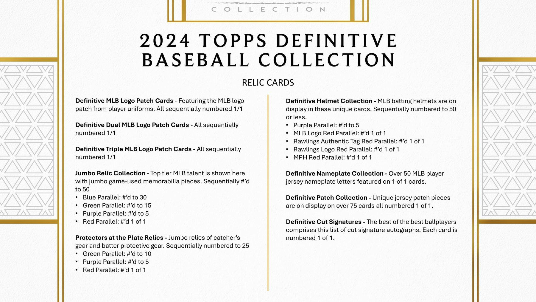 2024 Topps Definitive Collection Baseball Hobby Box (6 Autos and 2 Relics) - MLB hobby