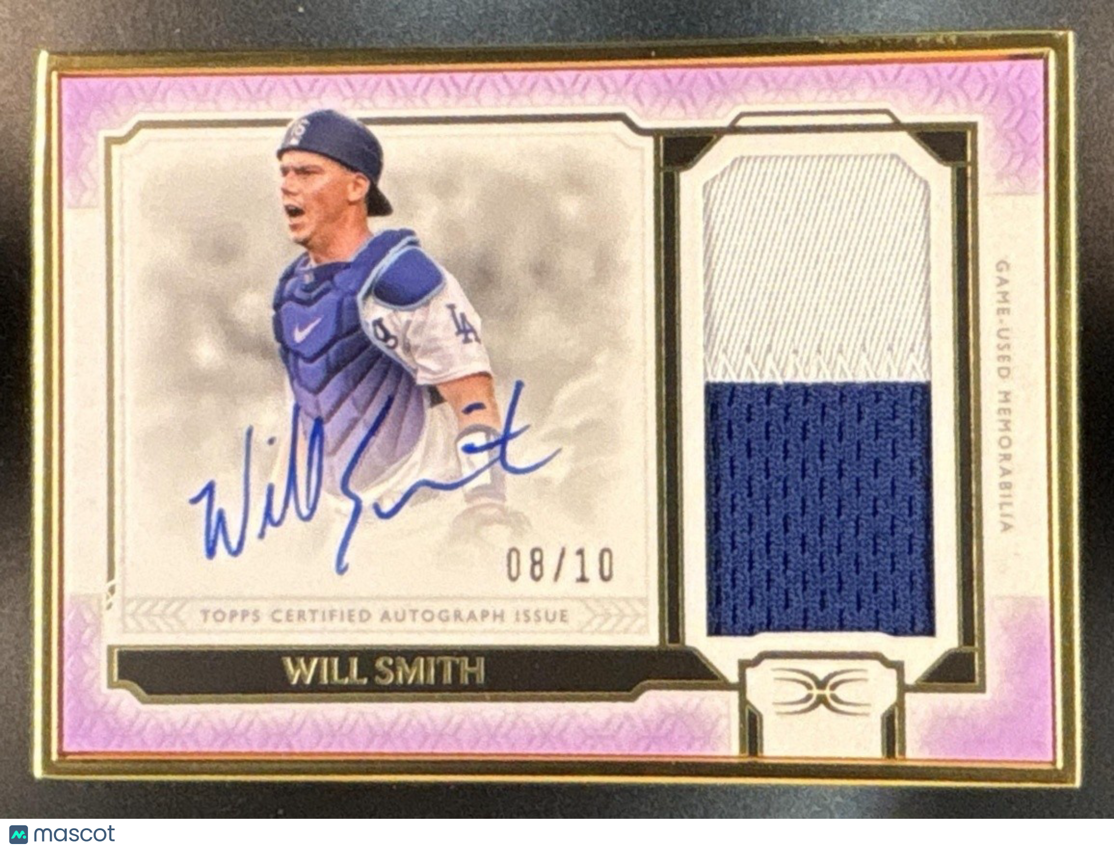 2024 Topps Definitive Collection Will Smith Framed Auto Patch Purple /10 Dodgers - Sports Cards