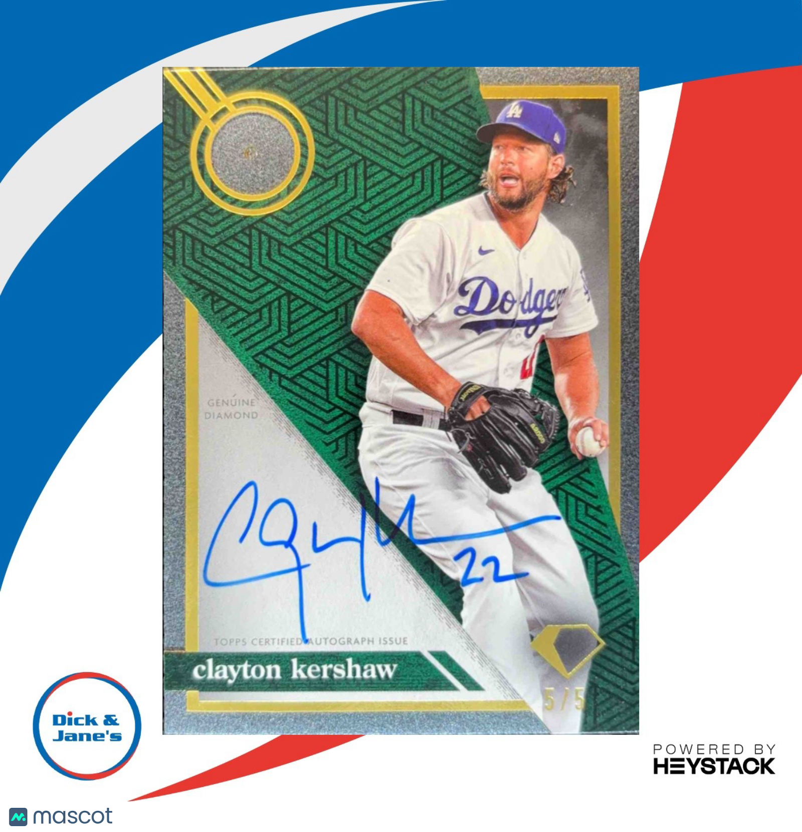 2024 Topps Diamond Icons Clayton Kershaw Autographed Relics 5/5 #ADR-CK - Sports Cards