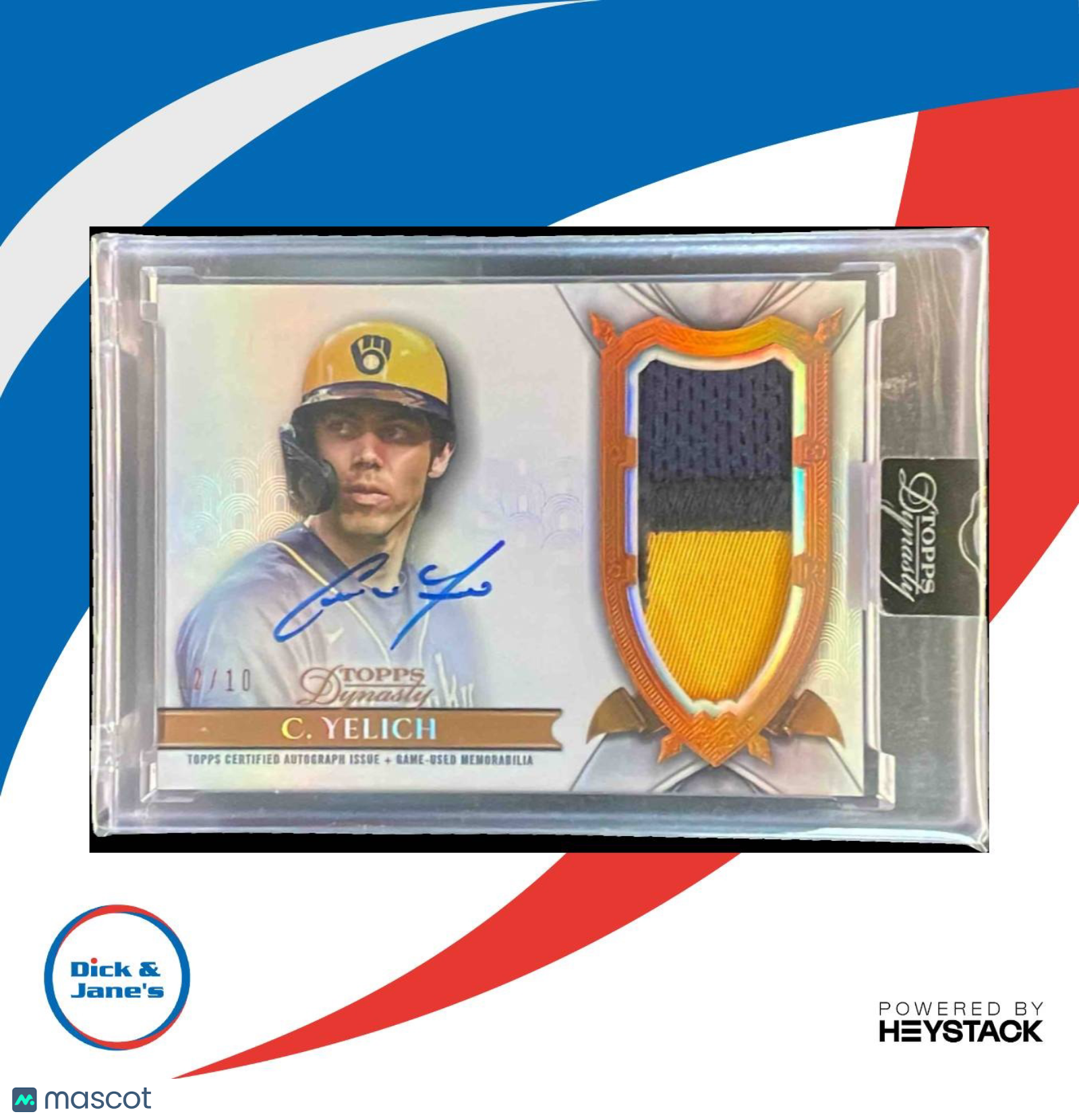 2024 Topps Dynasty Christian Yelich Auto Patch 2/10 #DAP-CY5 Milwaukee Brewers - Sports Cards