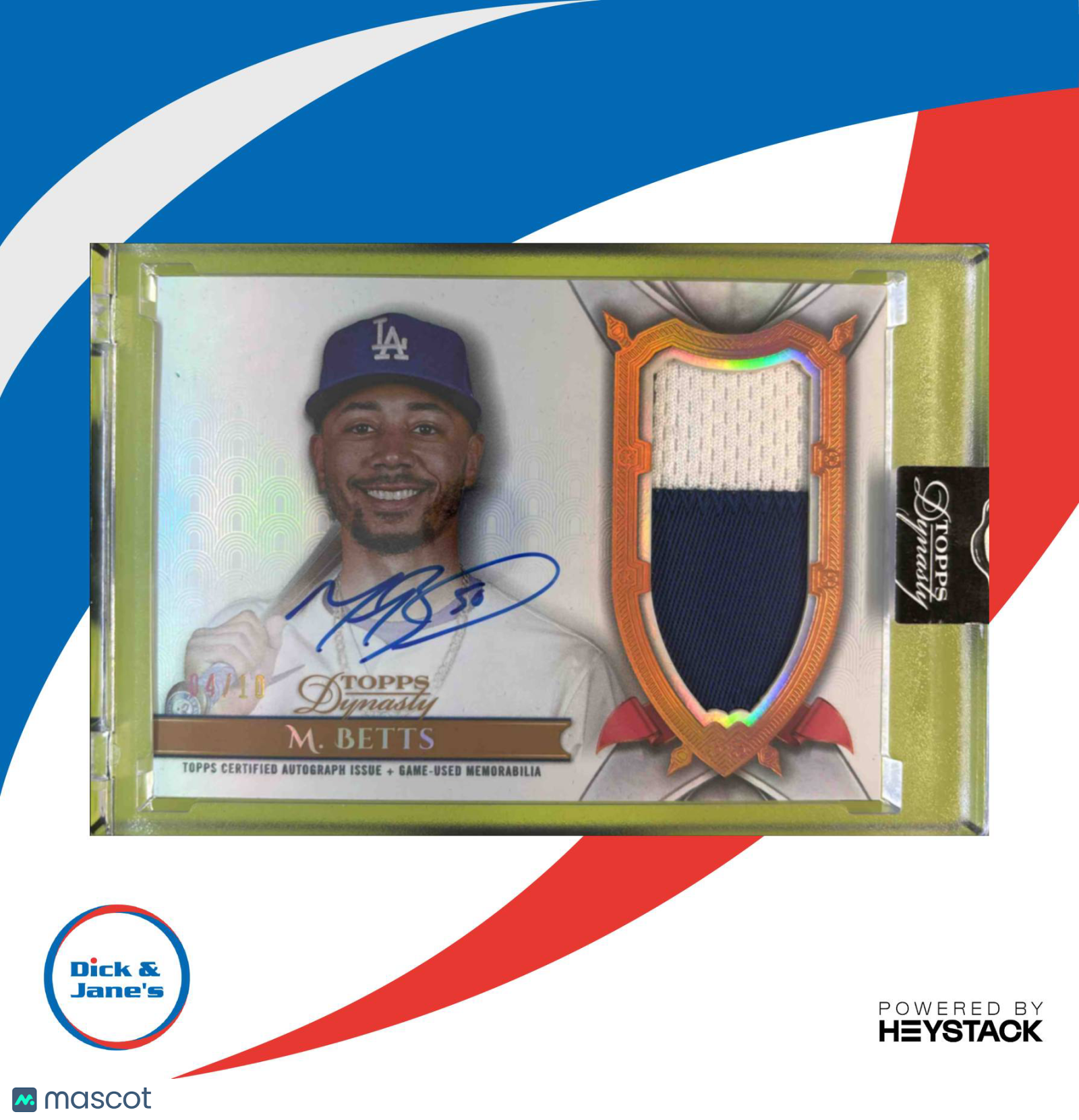 2024 Topps Dynasty Mookie Betts Auto Patch 4/10 #DAP MB1 Los Angeles Dodgers Sports Cards