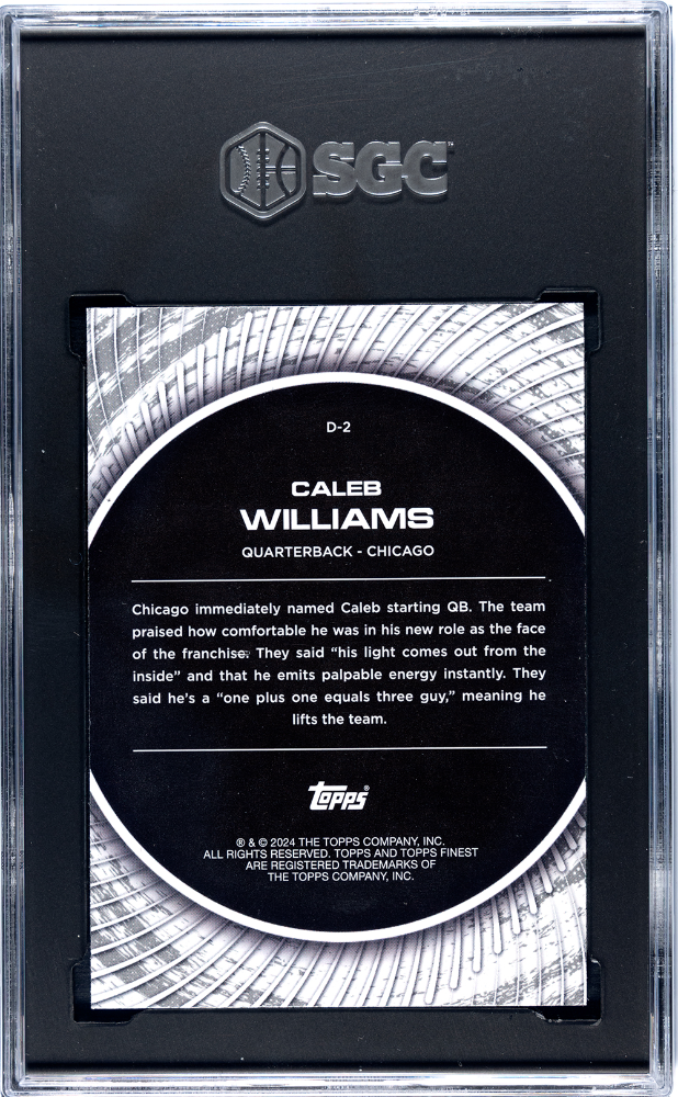 2024 Topps Finest Caleb Williams Debuts Checkerboard Refractor SGC 10 GEM MINT - Graded Sports Cards