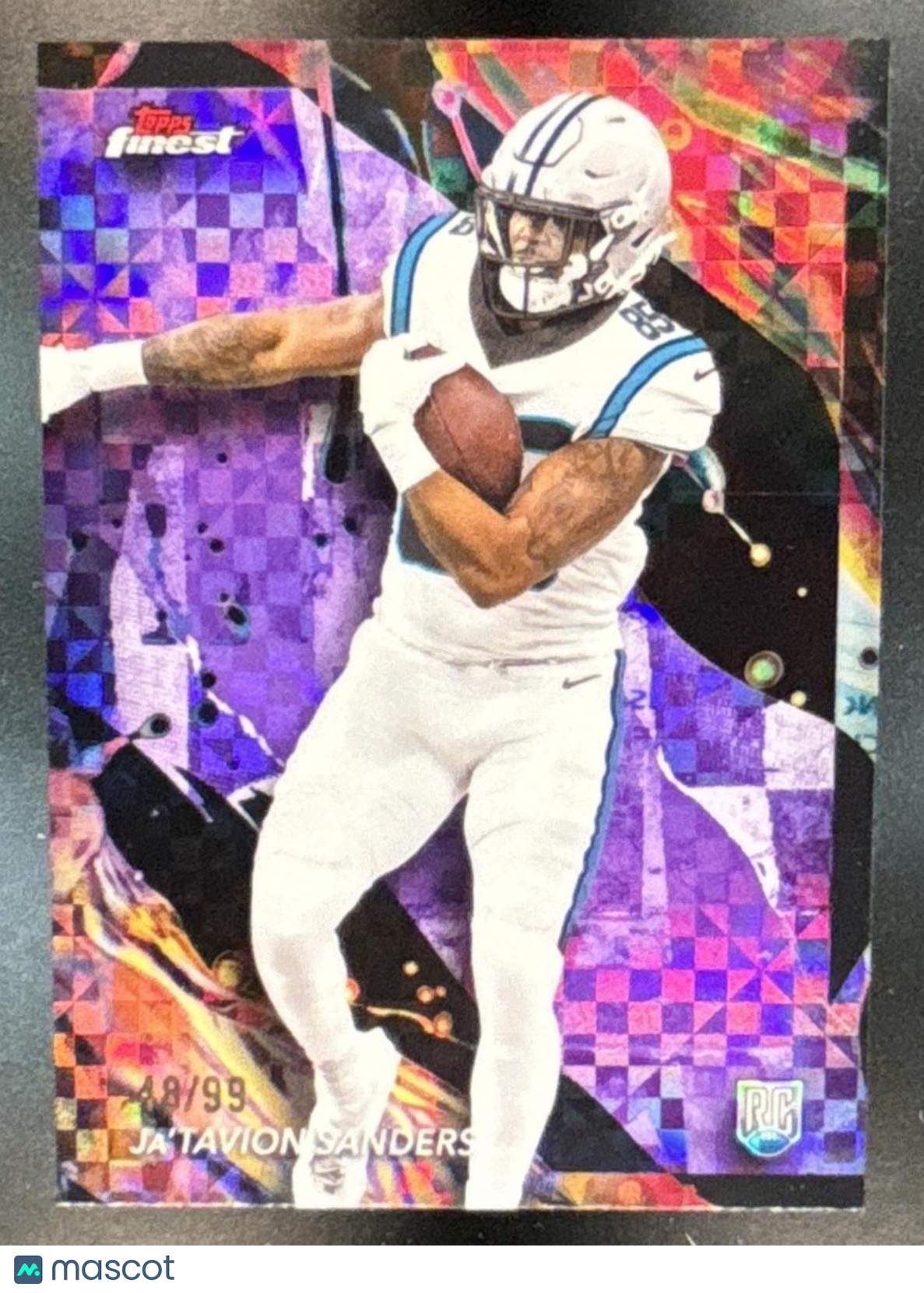 2024 Topps Finest Ja’Tavion Sanders Purple Checkerboard /99 RC Carolina Panthers - Sports Cards