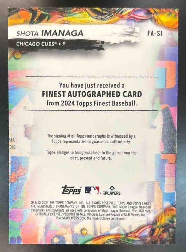 2024 Topps Finest Shota Imanaga Auto Gold Refractor /50 #FA-SI RC Chicago Cubs - Sports Cards