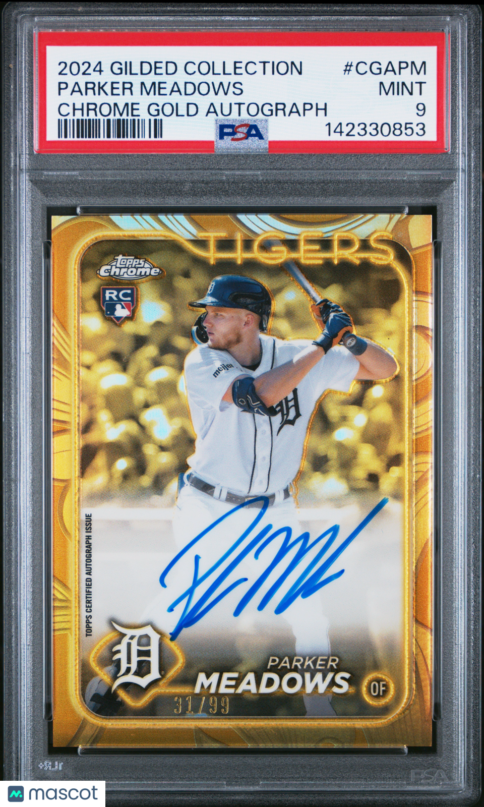 2024 Topps Gilded Collection Topps Chrome Gold Autographs Parker Meadows PSA 9 - Graded Sports Cards