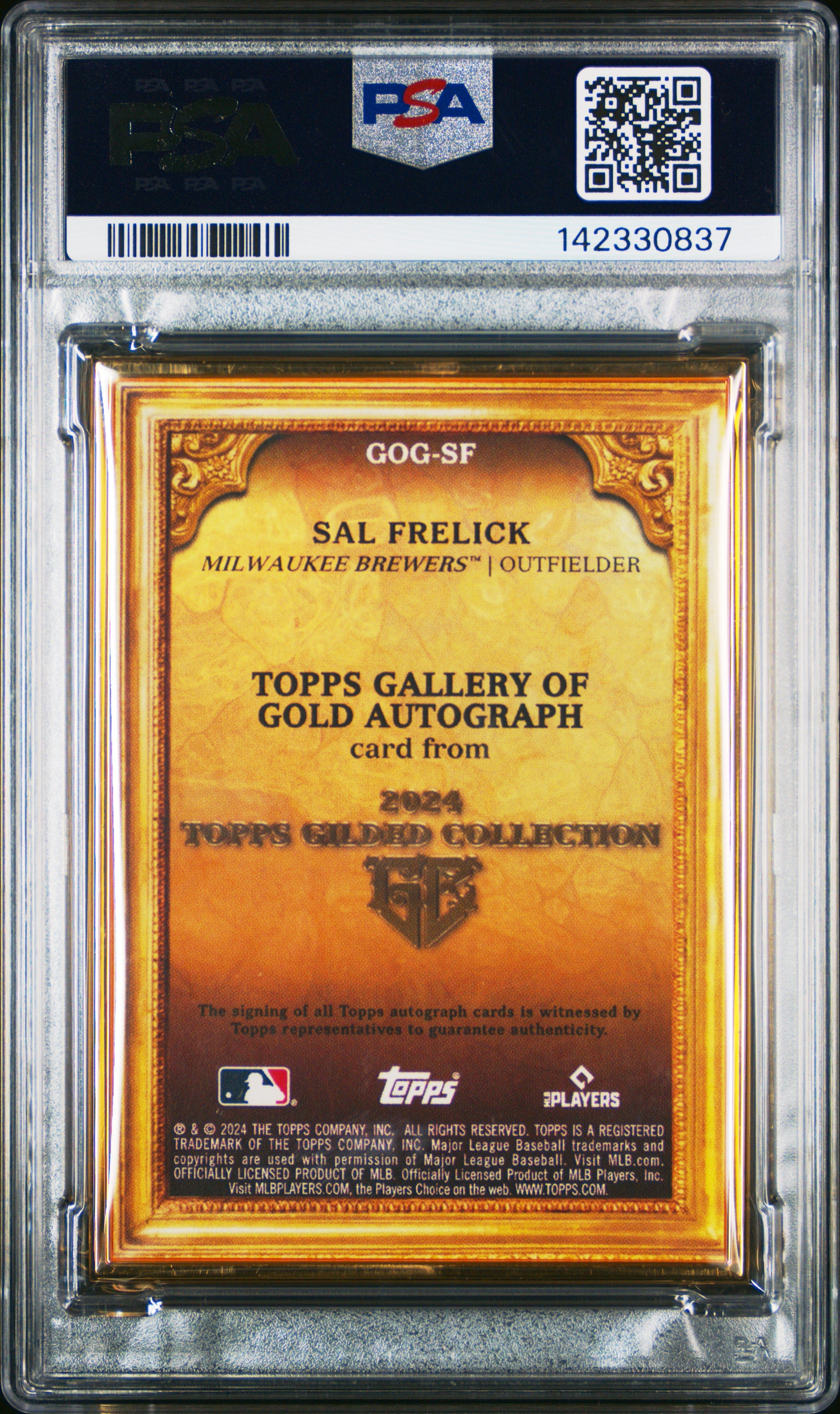 2024 Topps Gilded Collection Topps Gallery Of Gold Auto Sal Frelick 18/50 PSA 9 - Graded Sports Cards
