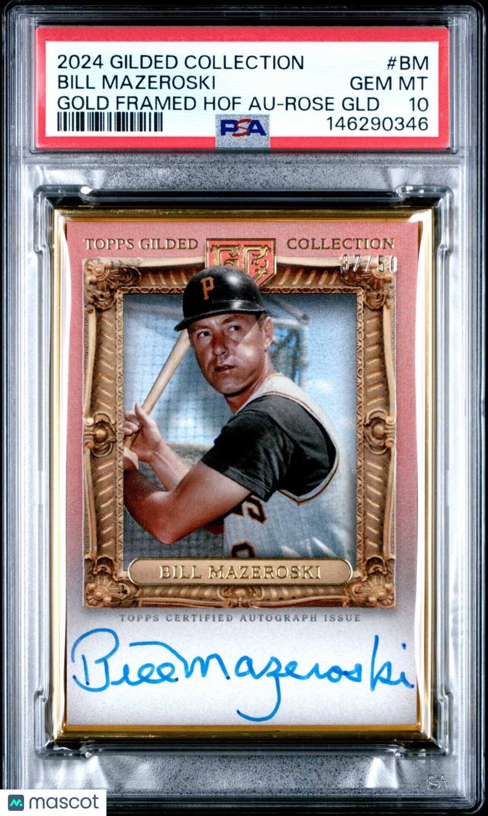 2024 Topps Gilded Collection Gold Framed Auto Bill Mazeroski PSA 10 GEM MINT - Graded Sports Cards