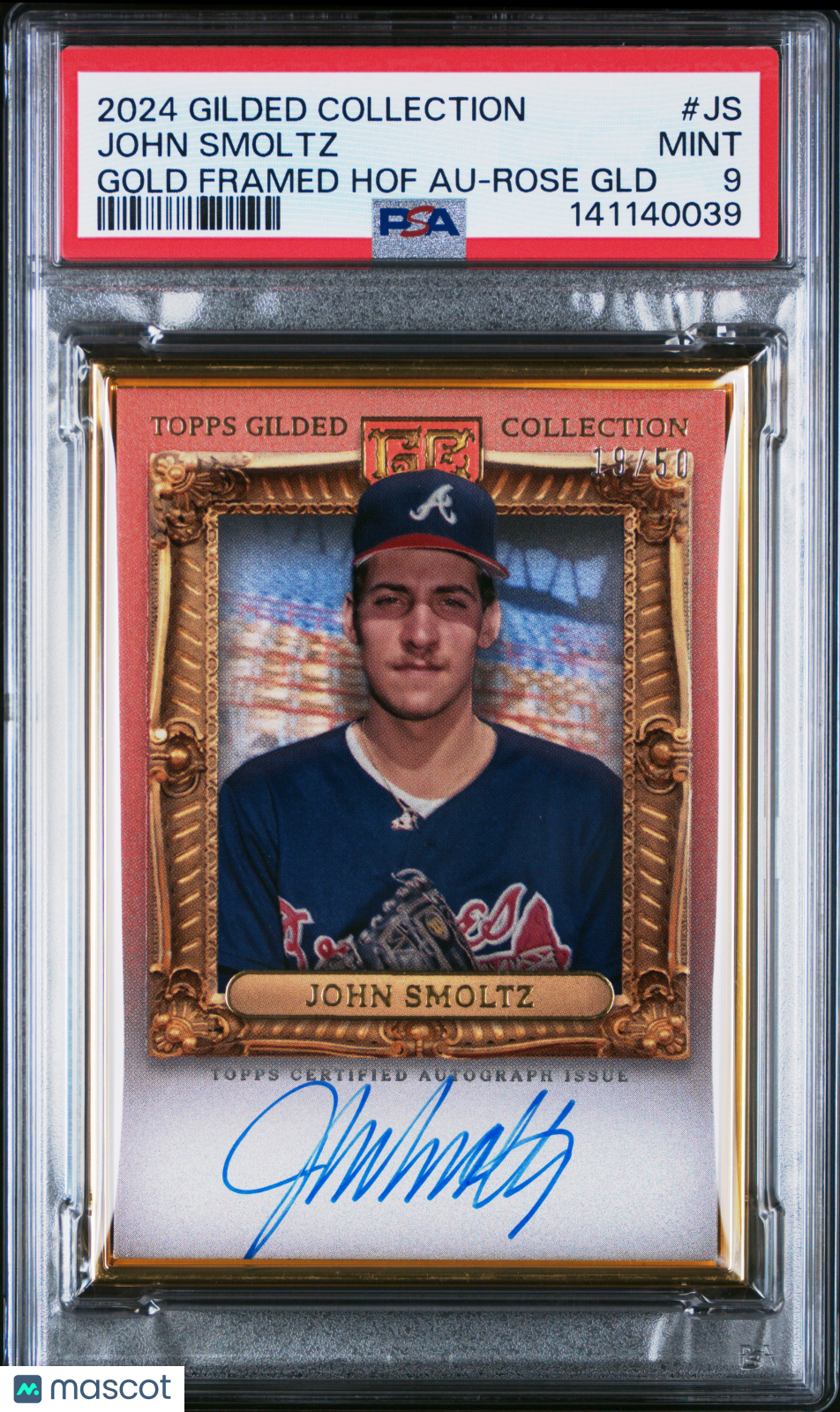 2024 Topps Gilded Collection Gold Framed Autographs John Smoltz /50 PSA 9 MINT - Graded Sports Cards