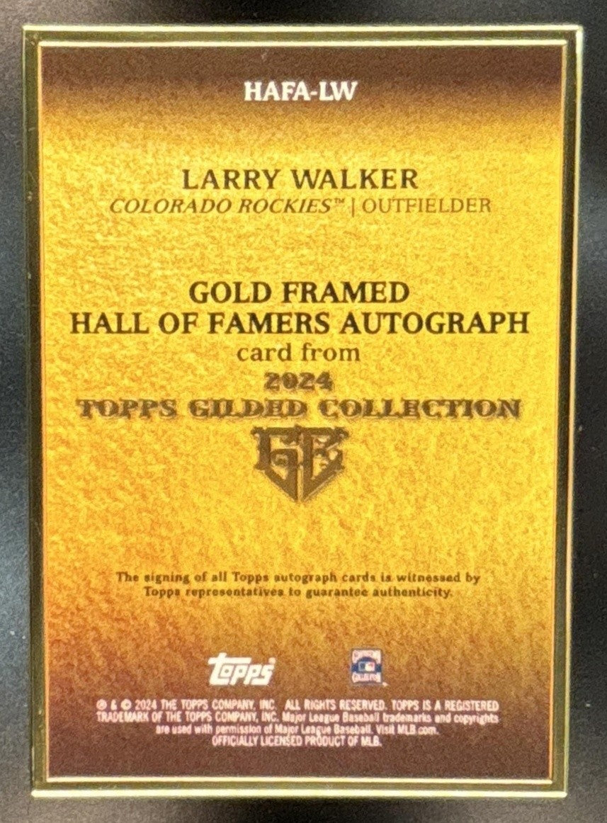 2024 Topps Gilded Collection Larry Walker Gold Framed Hall of Famer Auto /99 - Sports Cards