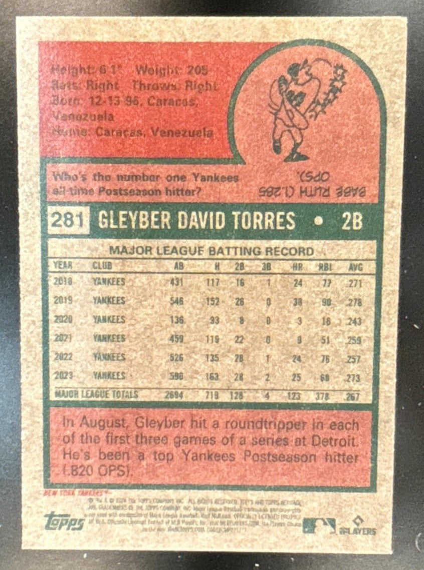 2024 Topps Heritage Gleyber Torres #281 New York Yankees - Sports Cards