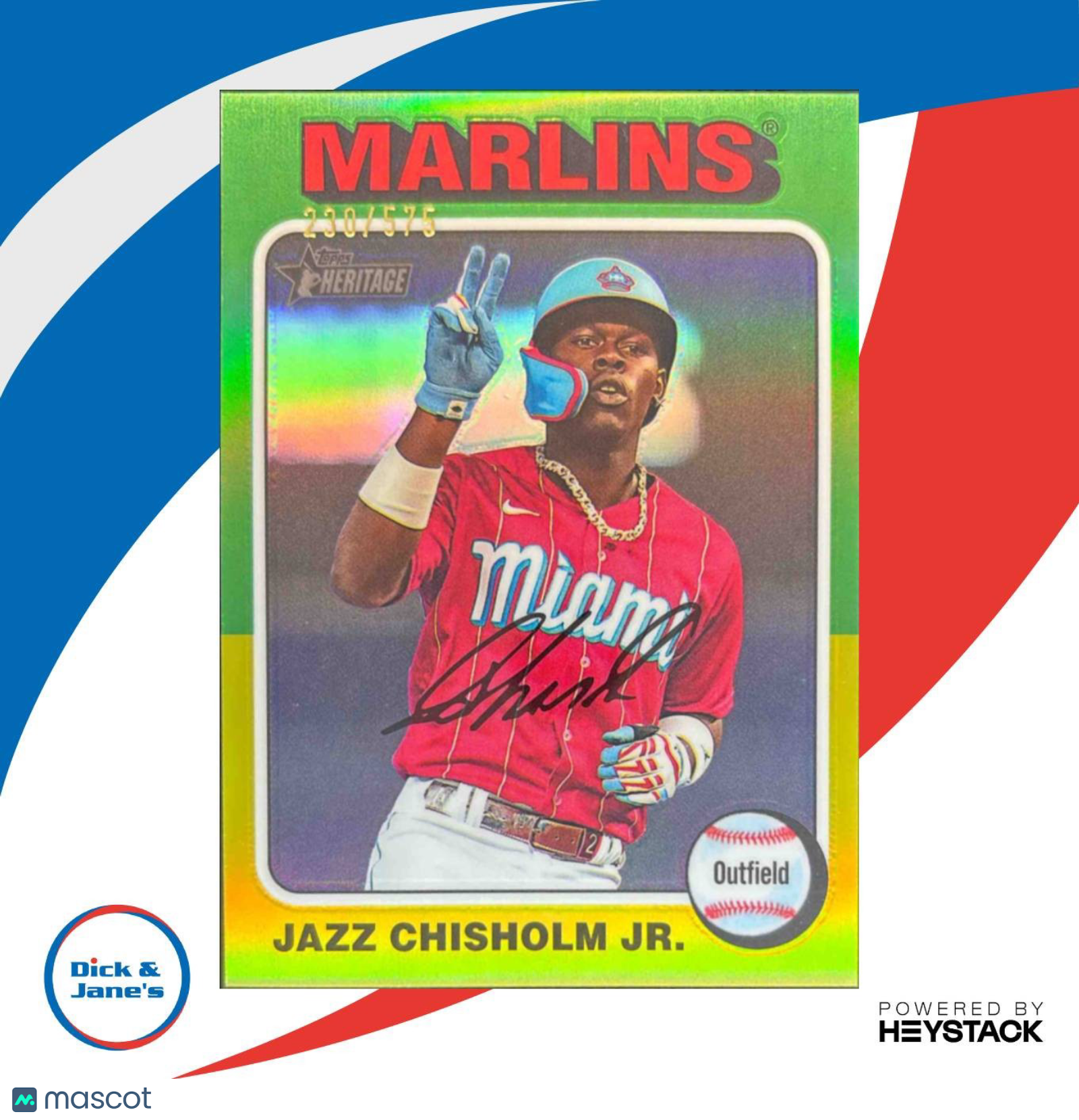 2024 Topps Heritage Jazz Chisholm Jr. Chrome Refractor /575 #409 Miami Marlins - Sports Cards