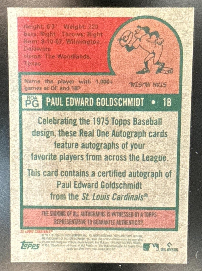 2024 Topps Heritage Paul Goldschmidt Real One Auto #ROA-PG St. Louis Cardinals - Sports Cards