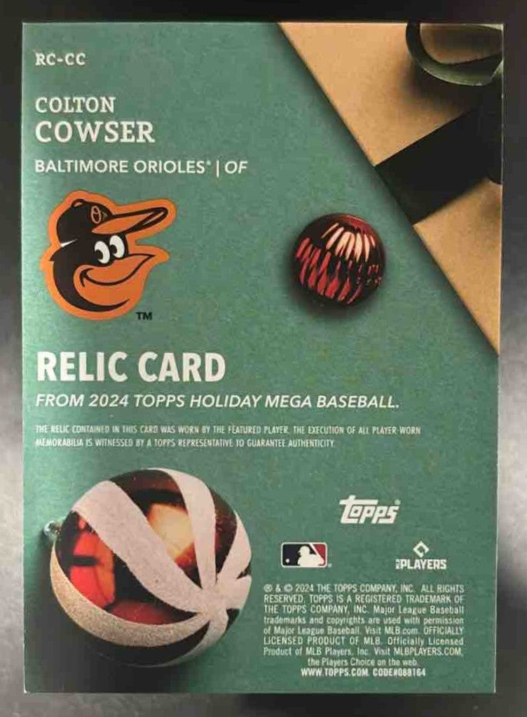 2024 Topps Holiday Colton Cowser Relics MEM RC Baltimore Orioles - Sports Cards