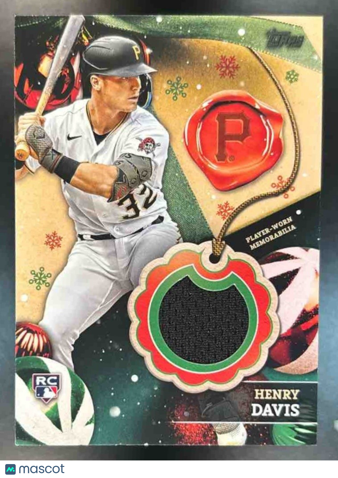 2024 Topps Holiday Henry Davis Relics #RC-HD MEM RC Pittsburgh Pirates - Sports Cards