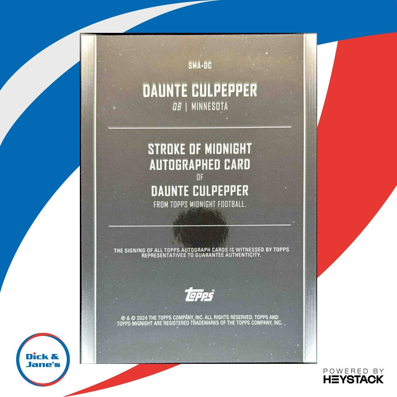 2024 Topps Midnight Daunte Culpepper Stroke of Auto #SMA-DC Minnesota Vikings - Sports Cards