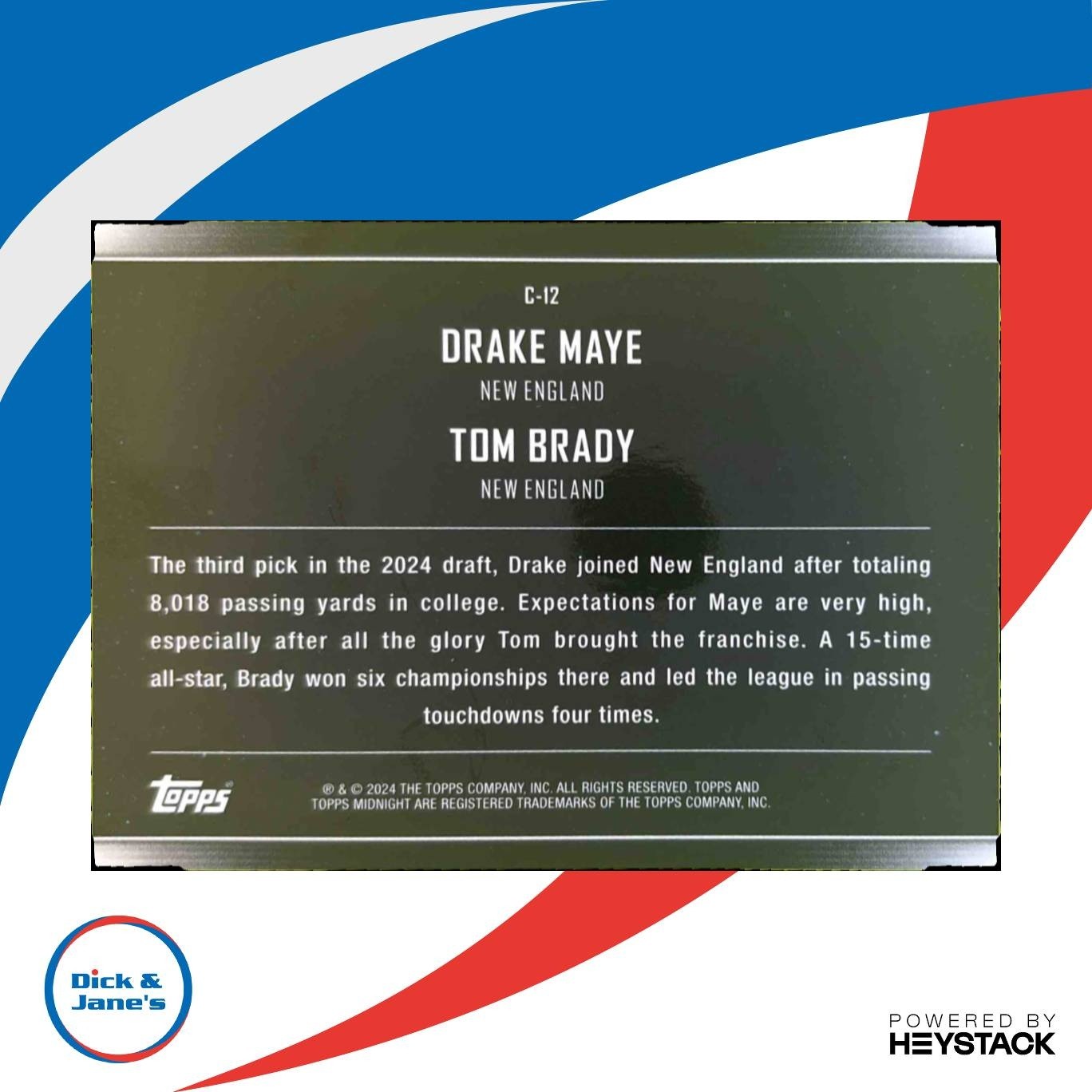 2024 Topps Midnight Drake Maye Tom Brady Constellations Moon Beam RC Patriots - Sports Cards