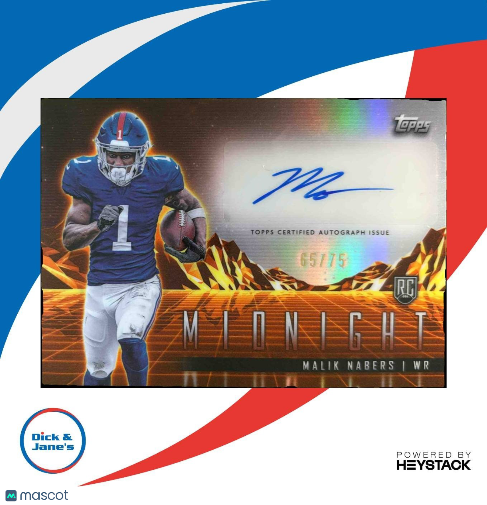 2024 Topps Midnight Malik Nabers Rookie Horizon Signatures Dusk /75 RC Giants - Sports Cards