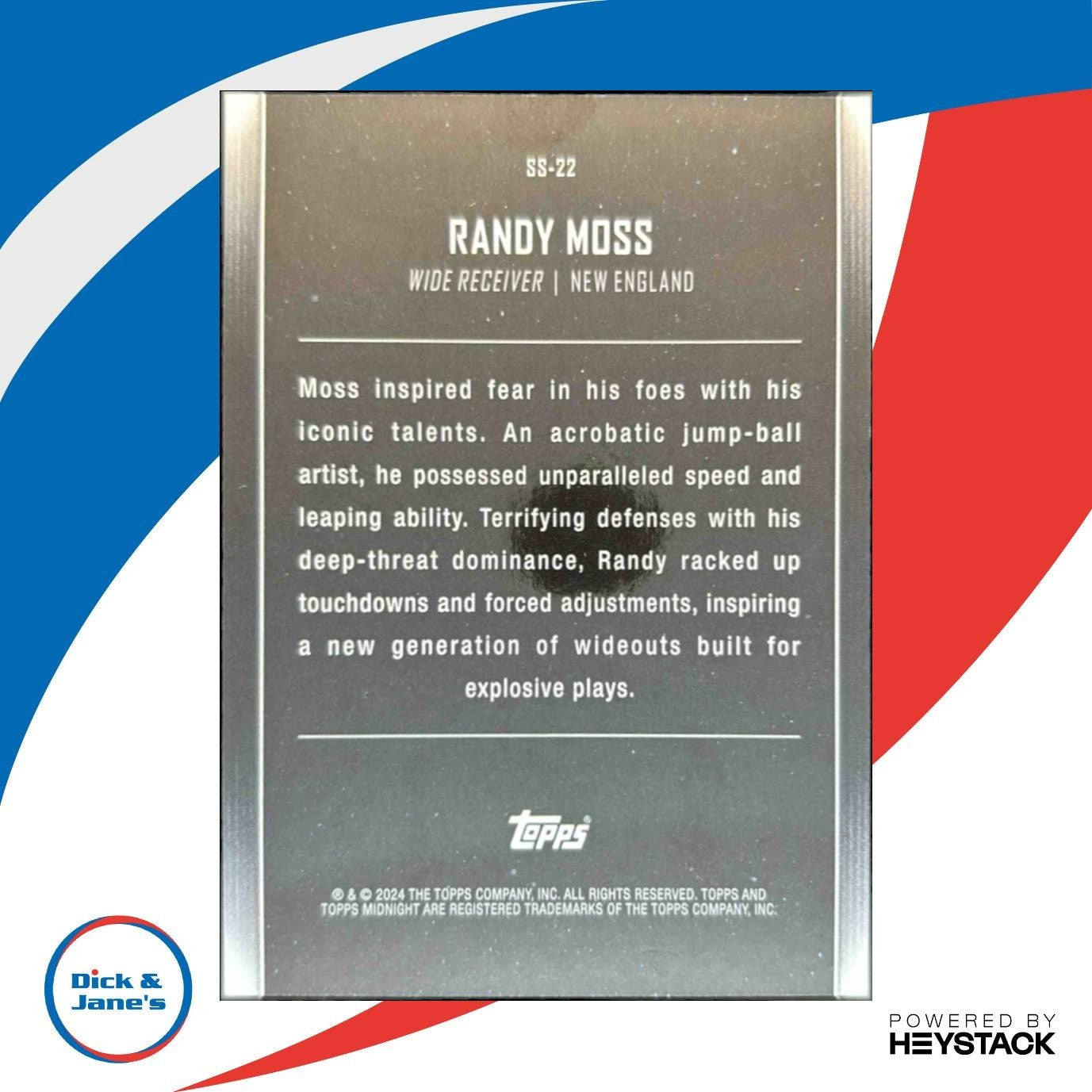 2024 Topps Midnight Randy Moss Star Studded Twilight 95/99 #SS-22 Patriots - Sports Cards
