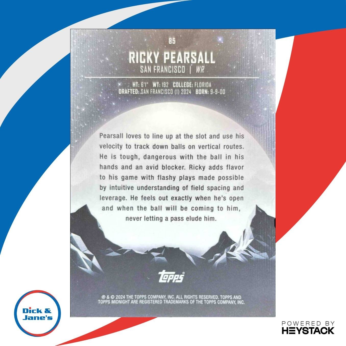 2024 Topps Midnight Ricky Pearsall Equinox 12/20 #85 RC San Francisco 49ers - Sports Cards