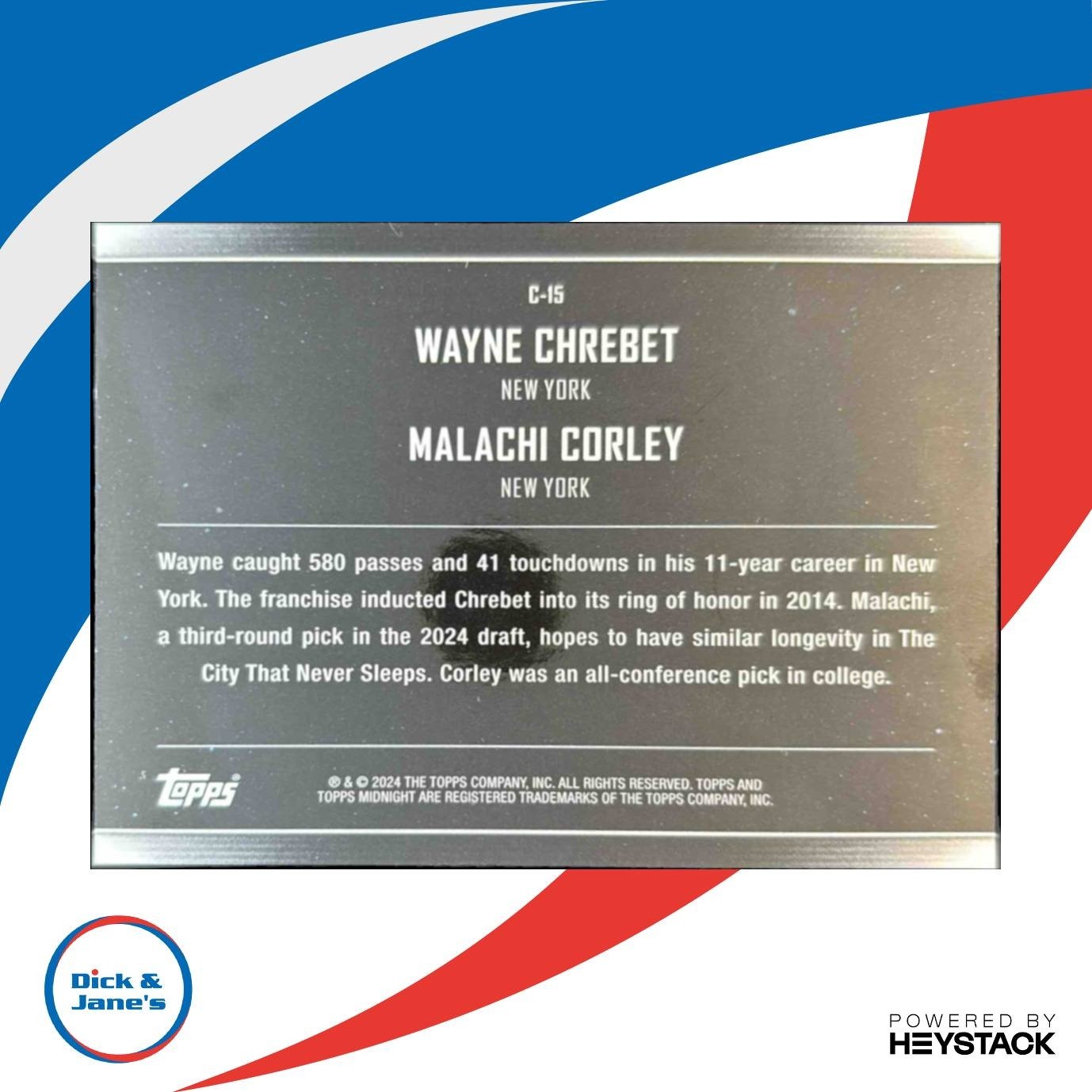 2024 Topps Midnight Wayne Chrebet Malachi Corley Constellations #C-15 RC Jets - Sports Cards