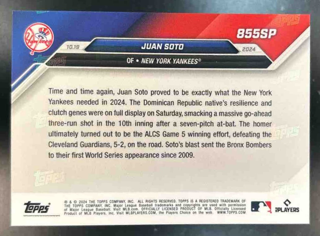 2024 Topps Now Juan Soto #855SP SP VAR Rainbow ’NY Shuffle’ New York Yankees - Sports Cards