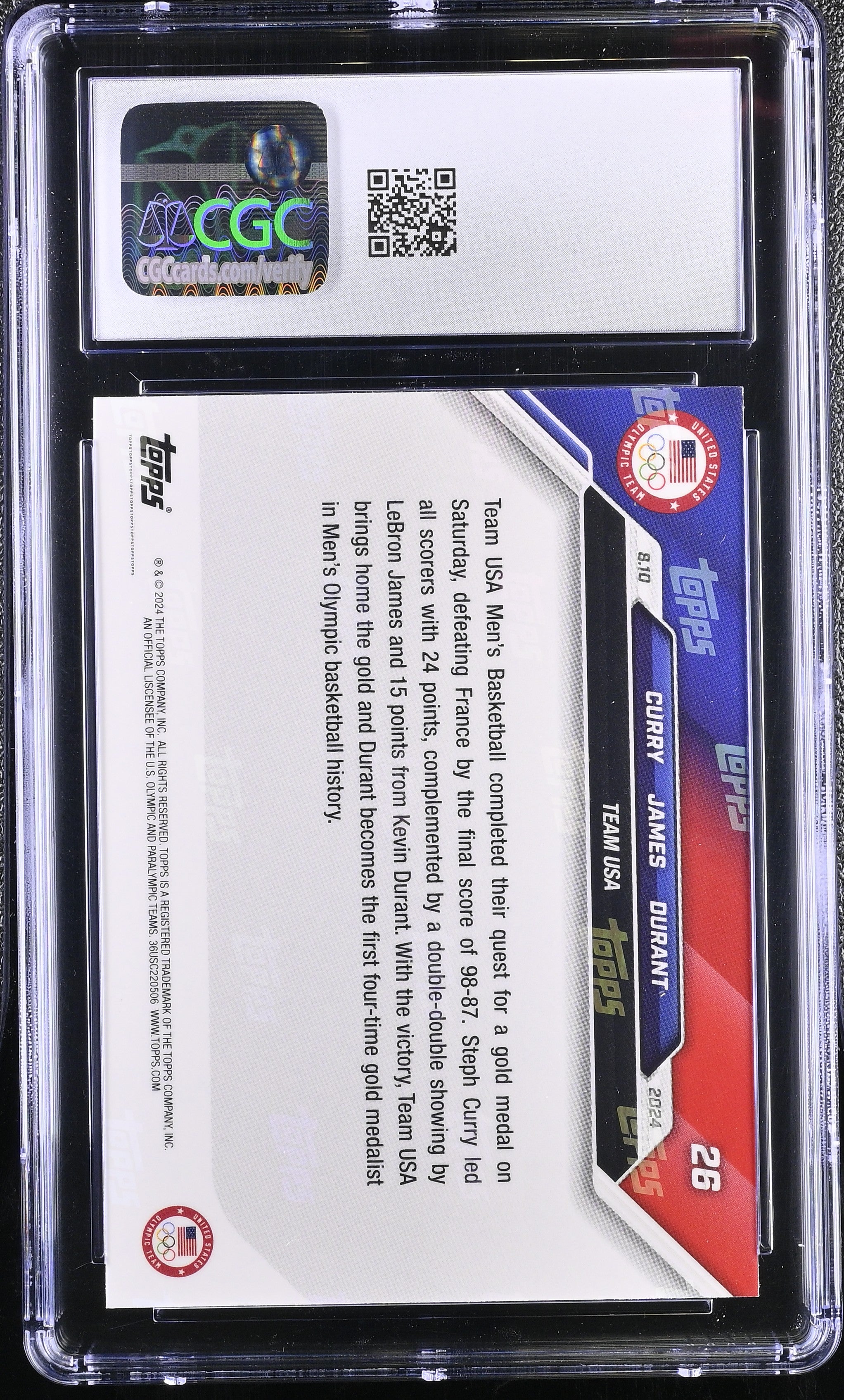 2024 Topps Now Olympic Games #26 CGC 10 - Graded Non-Sports Cards