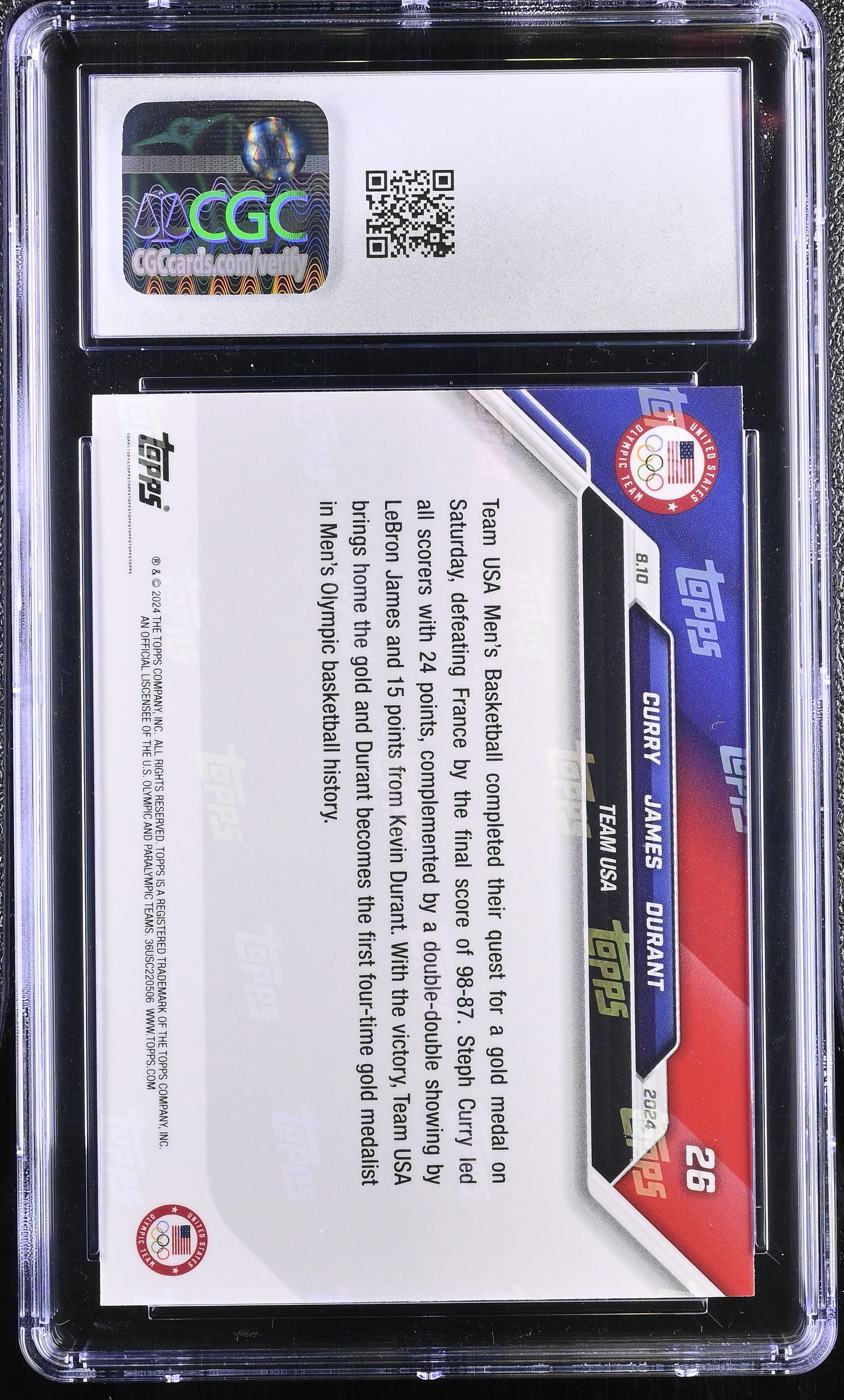 2024 Topps Now Olympic Games #26 CGC 10 - Graded Non-Sports Cards