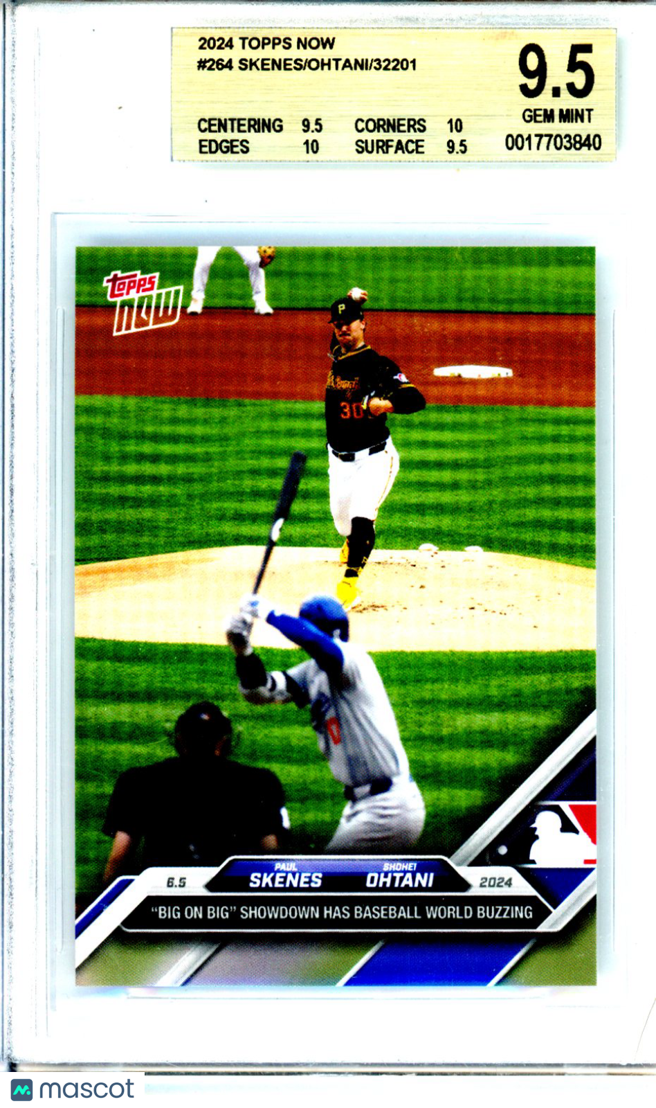 2024 Topps Now Shohei Ohtani / Paul Skenes #264 BGS 9.5 GEM MINT Pirates Dodgers Graded Sports Cards