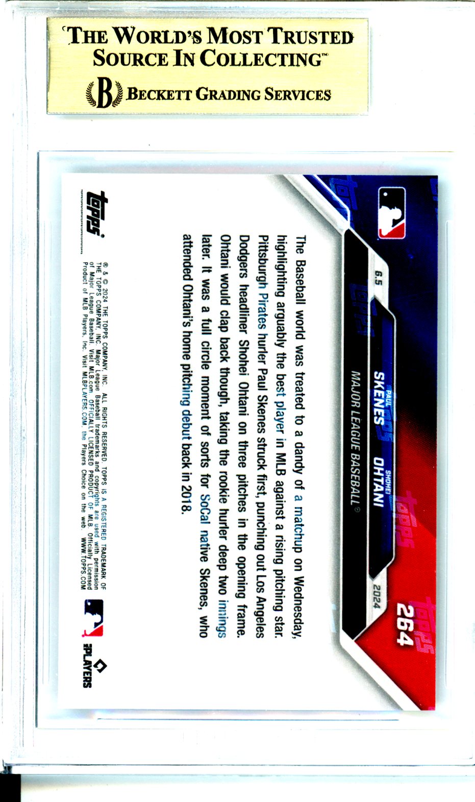 2024 Topps Now Shohei Ohtani / Paul Skenes #264 BGS 9.5 GEM MINT Pirates Dodgers Graded Sports Cards
