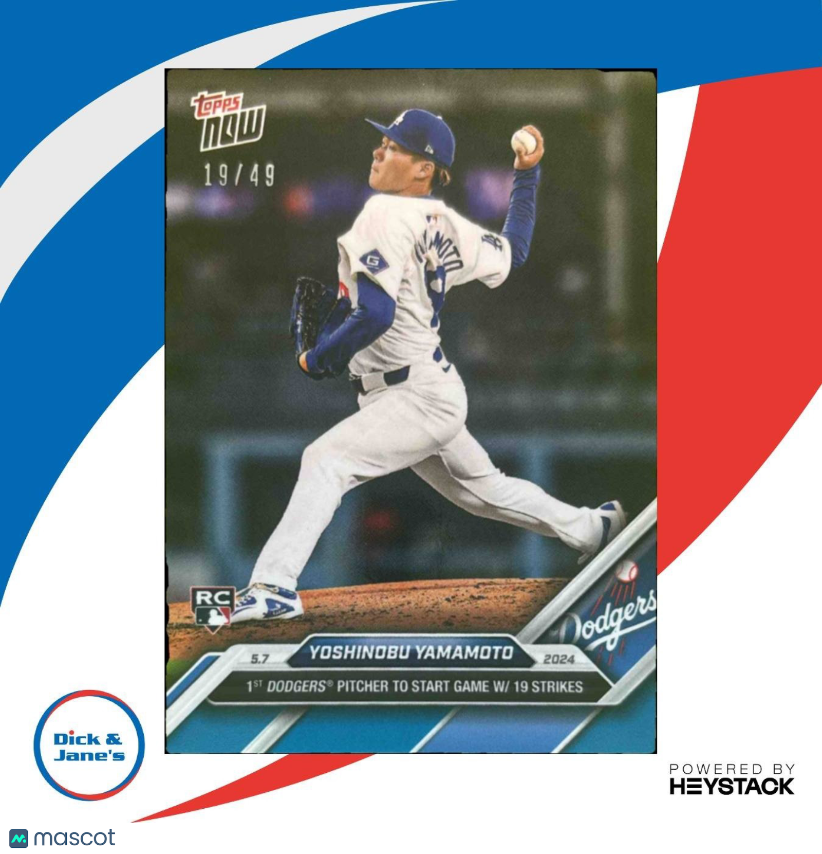 2024 Topps Now Yoshinobu Yamamoto Blue /49 #167 RC Los Angeles Dodgers - Sports Cards